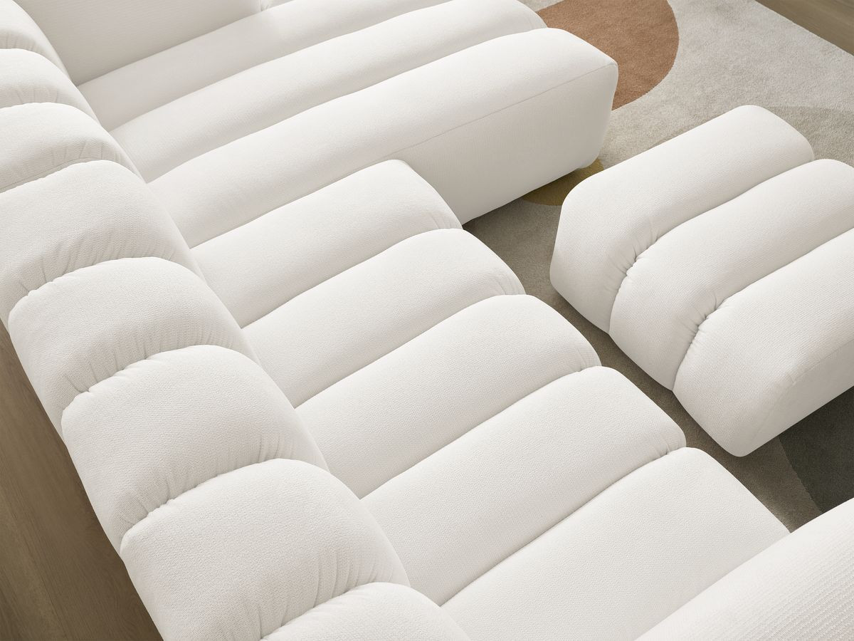 Bobochic Talia Ecksofa mit Pouf Melange-Stoff Weiß Ecke rechts