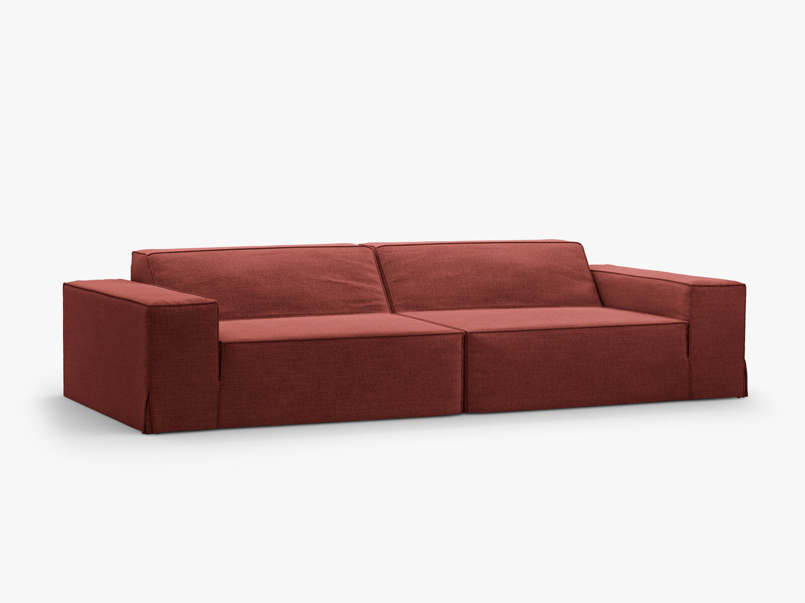 Micadoni Sofa Jodie 4-Sitzer Strukturierter Stoff Lins Kirschholz