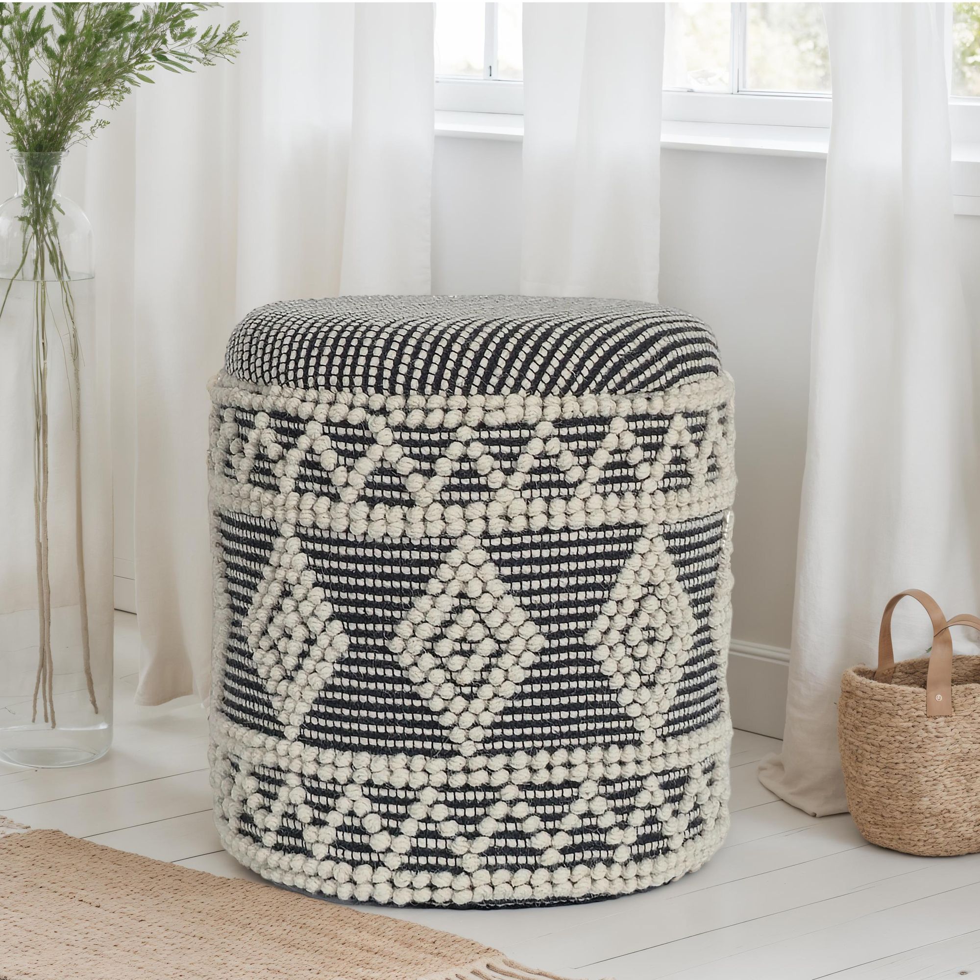 Sitzhocker Oppegard Stoff Grau Ø 40 cm