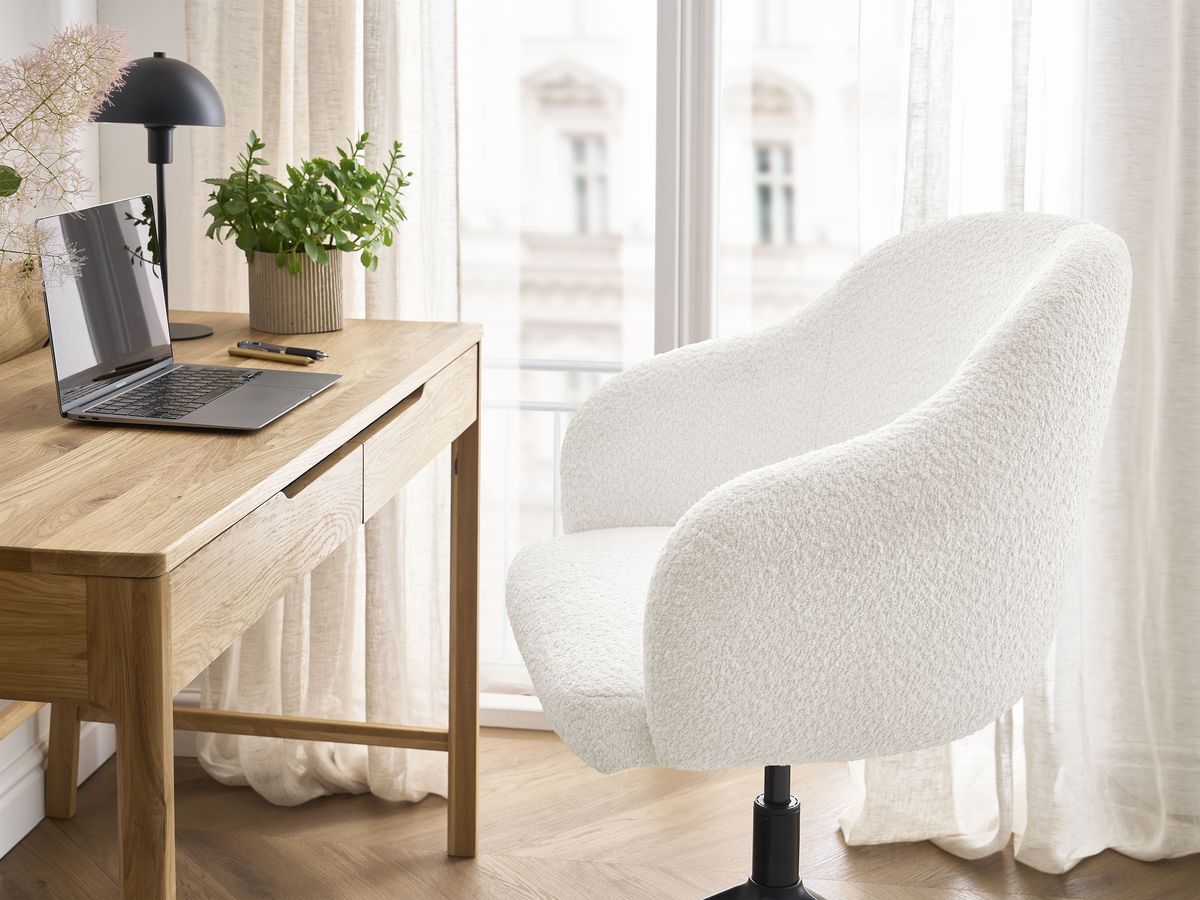 Bobochic Sophie Bürostuhl Bouclé-Stoff Weiß