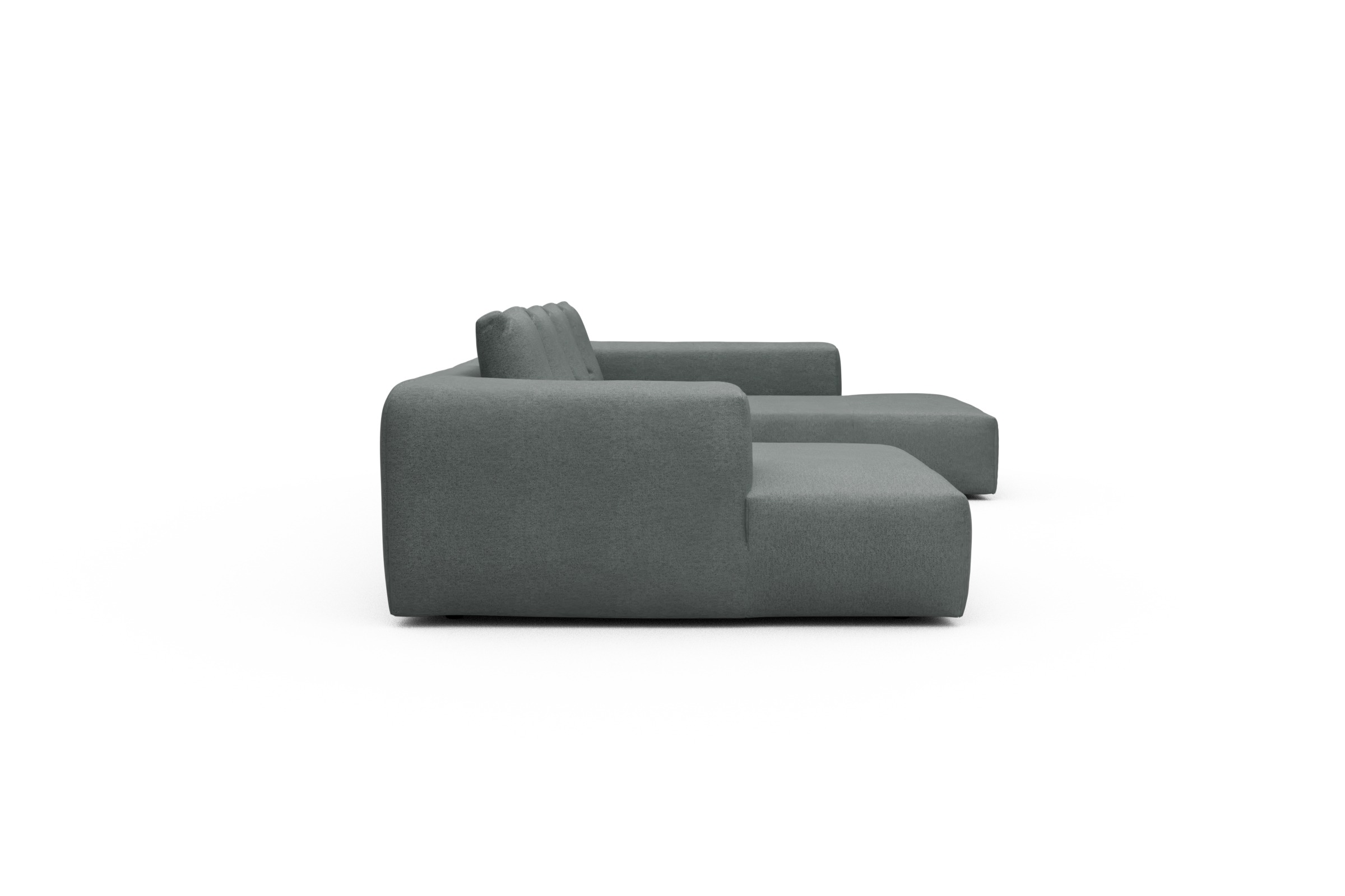 Wohnlandschaft Fred Relax-Ecke rechts mit 2-Sitzer und Chaiselongue links Denari-Soft-Grey