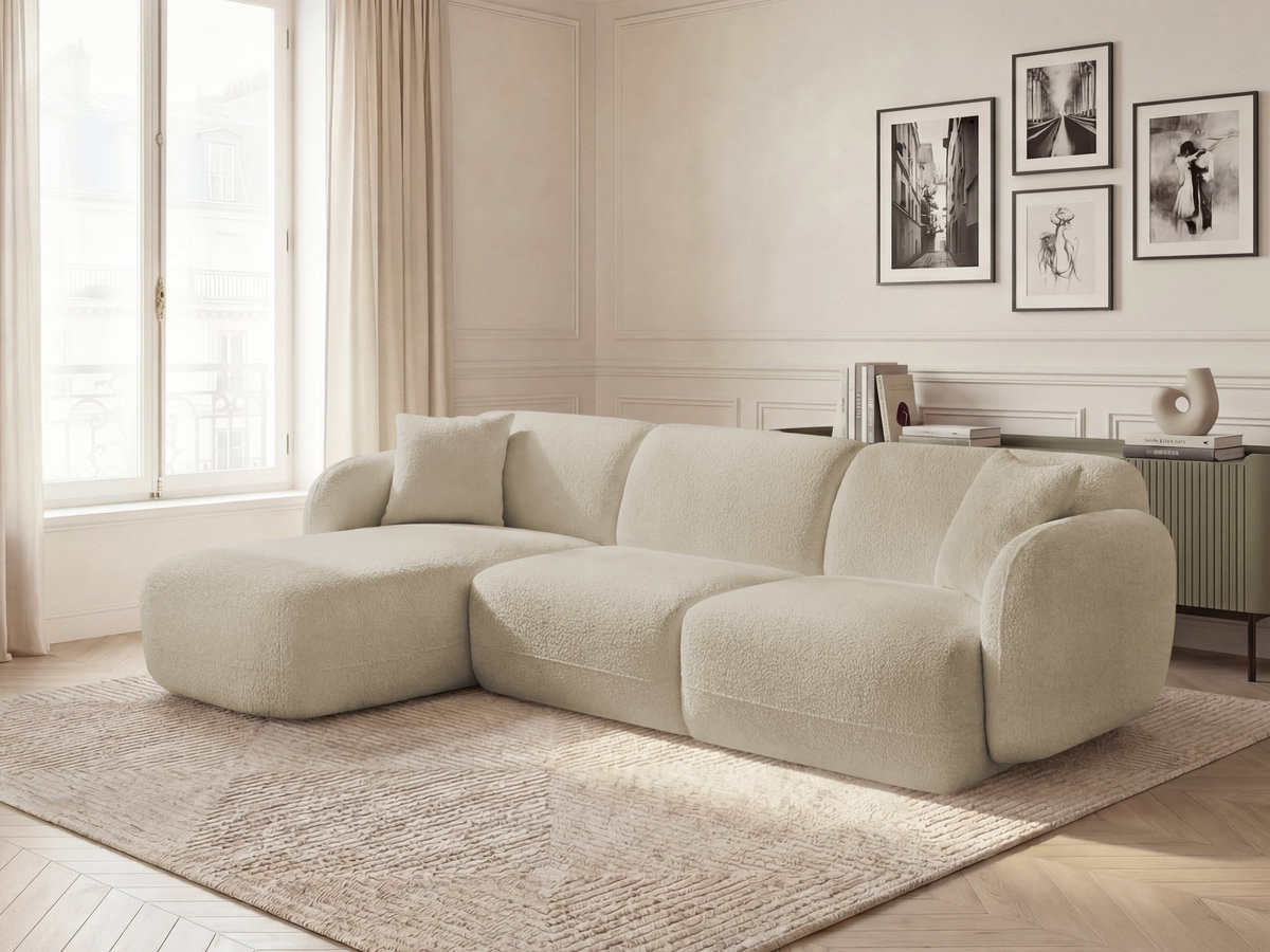 Bobochic Anda Ecksofa 292 × 163 cm Chenille Beige Ecke links