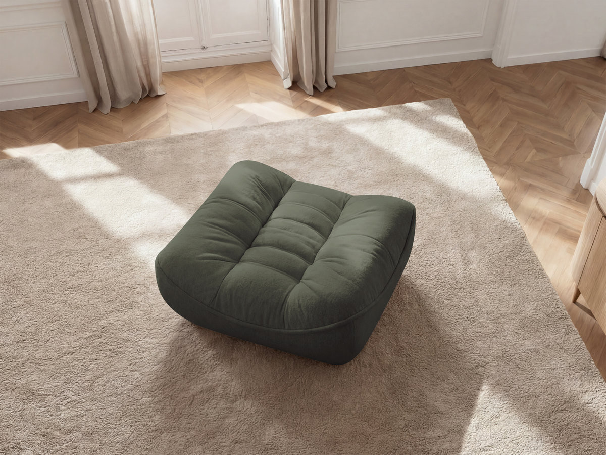 Bobochic Serena Pouf Melange-Stoff Grün