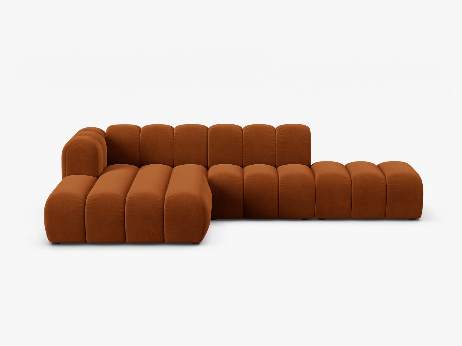 Micadoni Modulares Ecksofa offen Lupine 5-Sitzer Links Samt Salvador Terrakotta