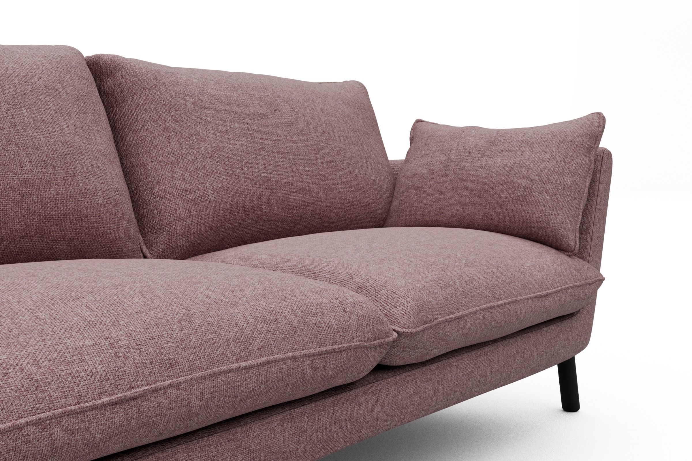 Sofa Emil 3-Sitzer Beinfarbe Eiche Schwarz Sama-Flamingo