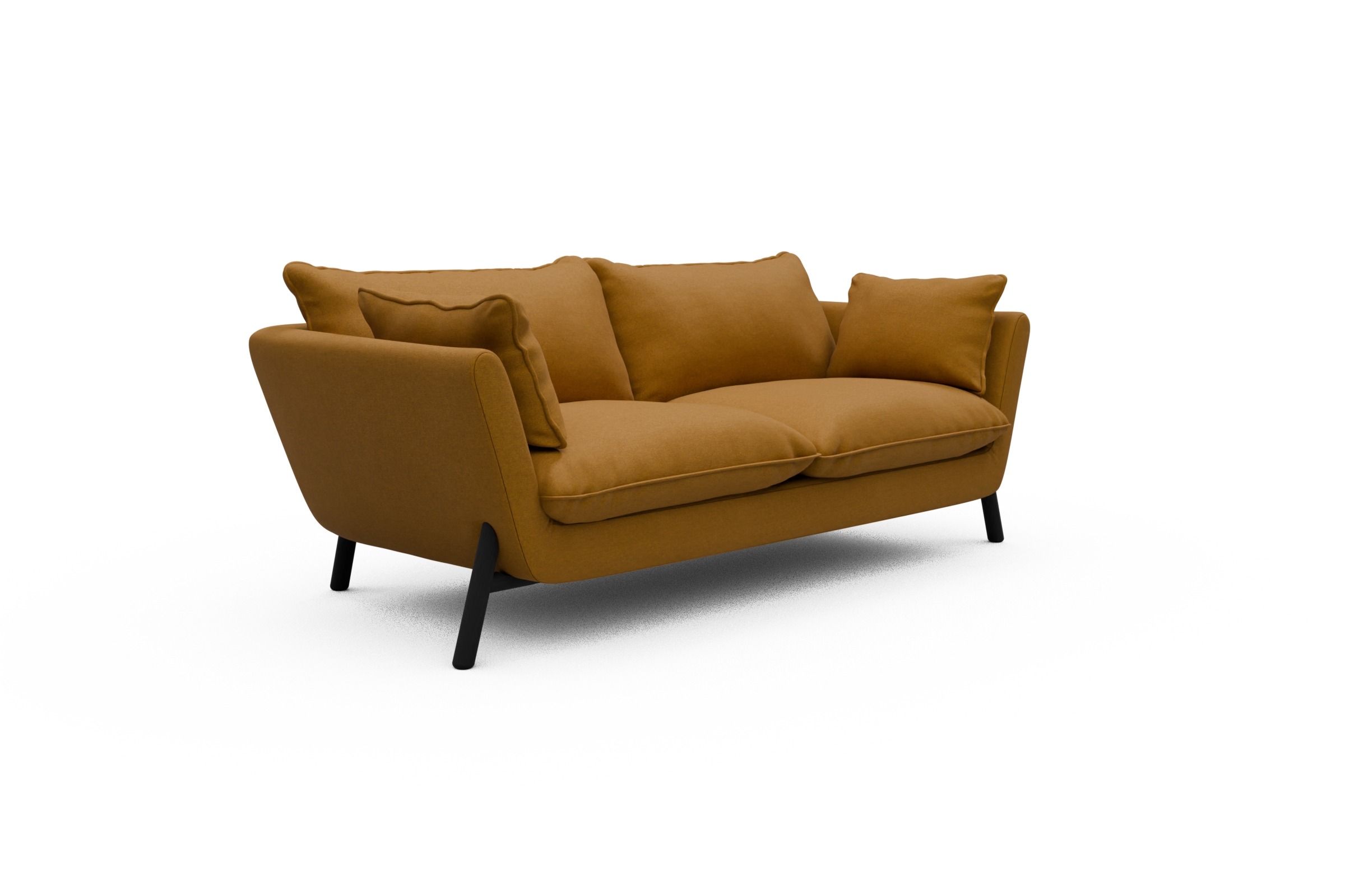 Sofa Emil PREMIUM 2-Sitzer Beinfarbe Eiche Schwarz Satya-Ocre