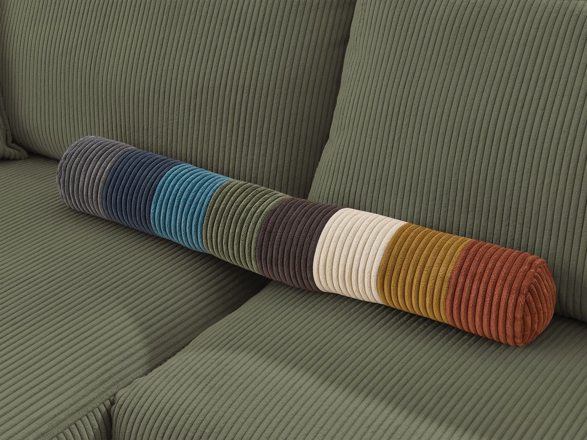 Bobochic Augustin Ecksofa mit Schlaffunktion und Bettkasten Cordsamt Hellgrün, Liegefläche 140 × 200 cm