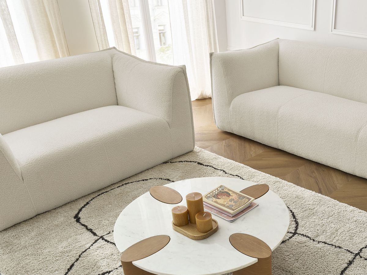Bobochic Giorgia Sofa 5-Sitzer 412 × 100 cm Bouclé-Stoff Beige