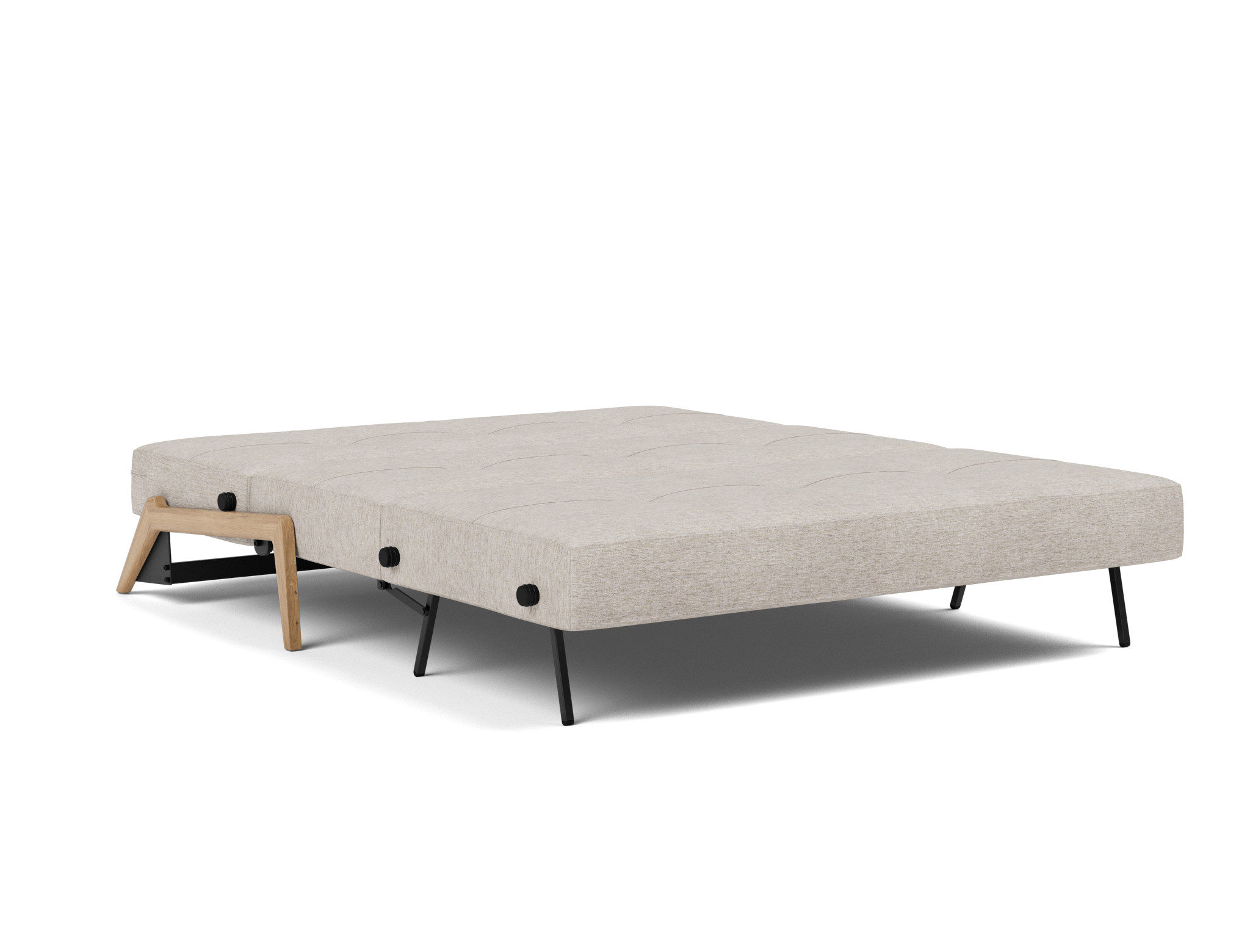Schlafsofa Cubed 160 Chenille Yuveno 471-Sand Beine Eiche