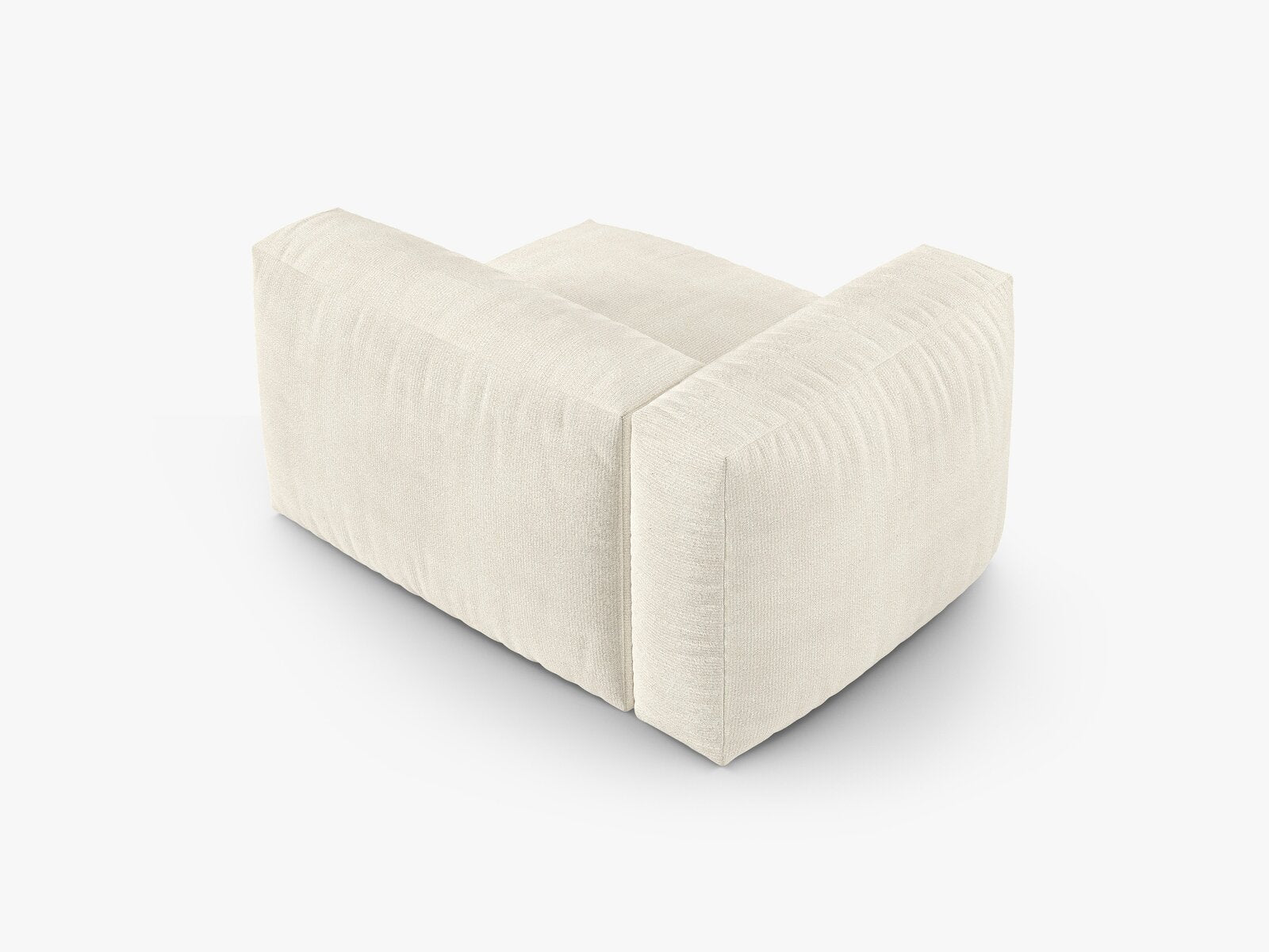Micadoni Eckmodul mit Armlehne Martina 1-Sitzer 90cm Sitztiefe Links Boucle Monet Elfenbein