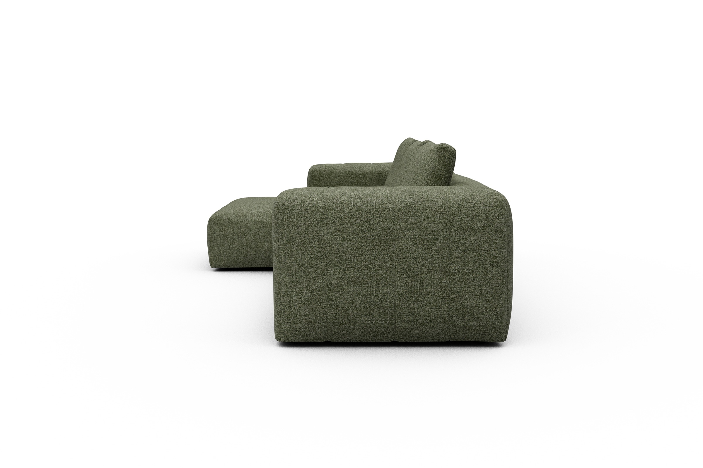 Ecksofa Hugo 2,5-Sitzer Armlehne rechts mit Chaiselongue Carreno-Vivid-Green