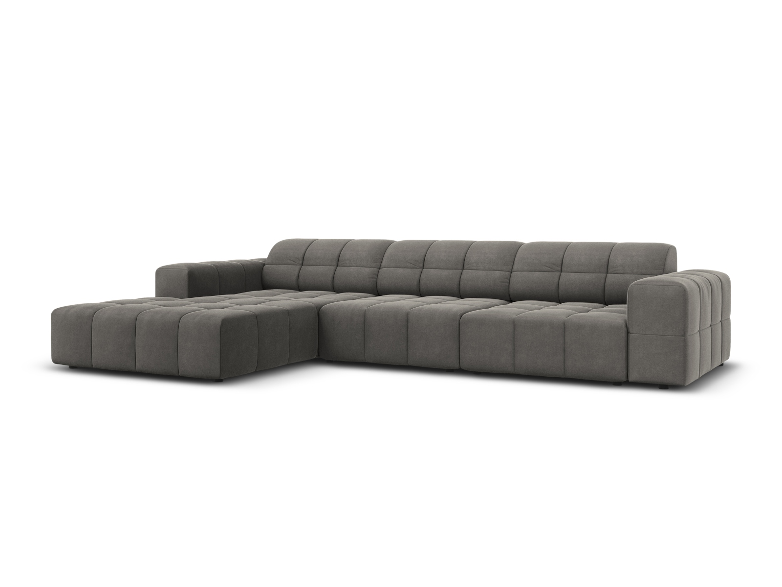 Cosmopolitan Design Ecksofa Chicago 4-Sitzer Samt Bluvel Hellgrau Links