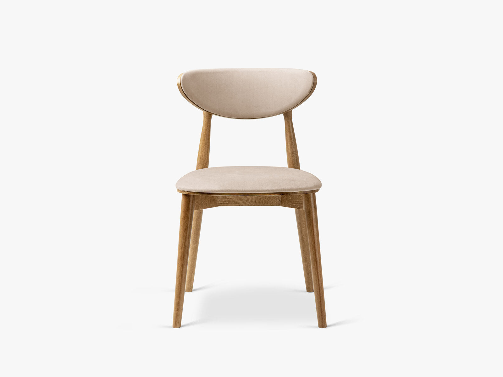 Micadoni Stuhl Rina Samt Magic Velvet Mandelbeige Amerikanische Walnuss
