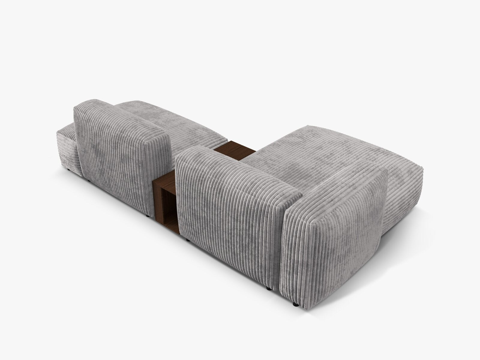 Micadoni Ecksofa Martina 2-Sitzer mit Couchtisch Links Kord Hellgrau