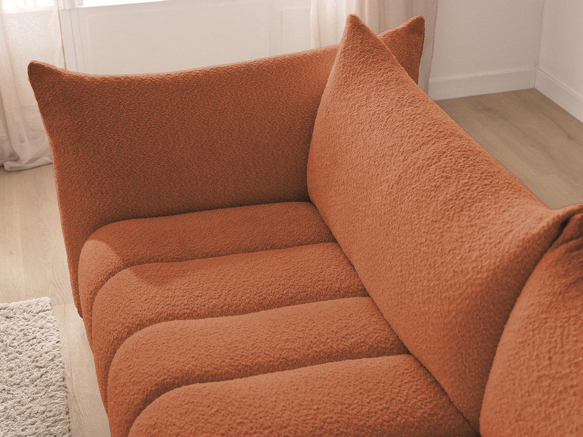 Bobochic Azra Ecksofa mit Pouf 262 × 178 cm Bouclé-Stoff Orange Ecke links