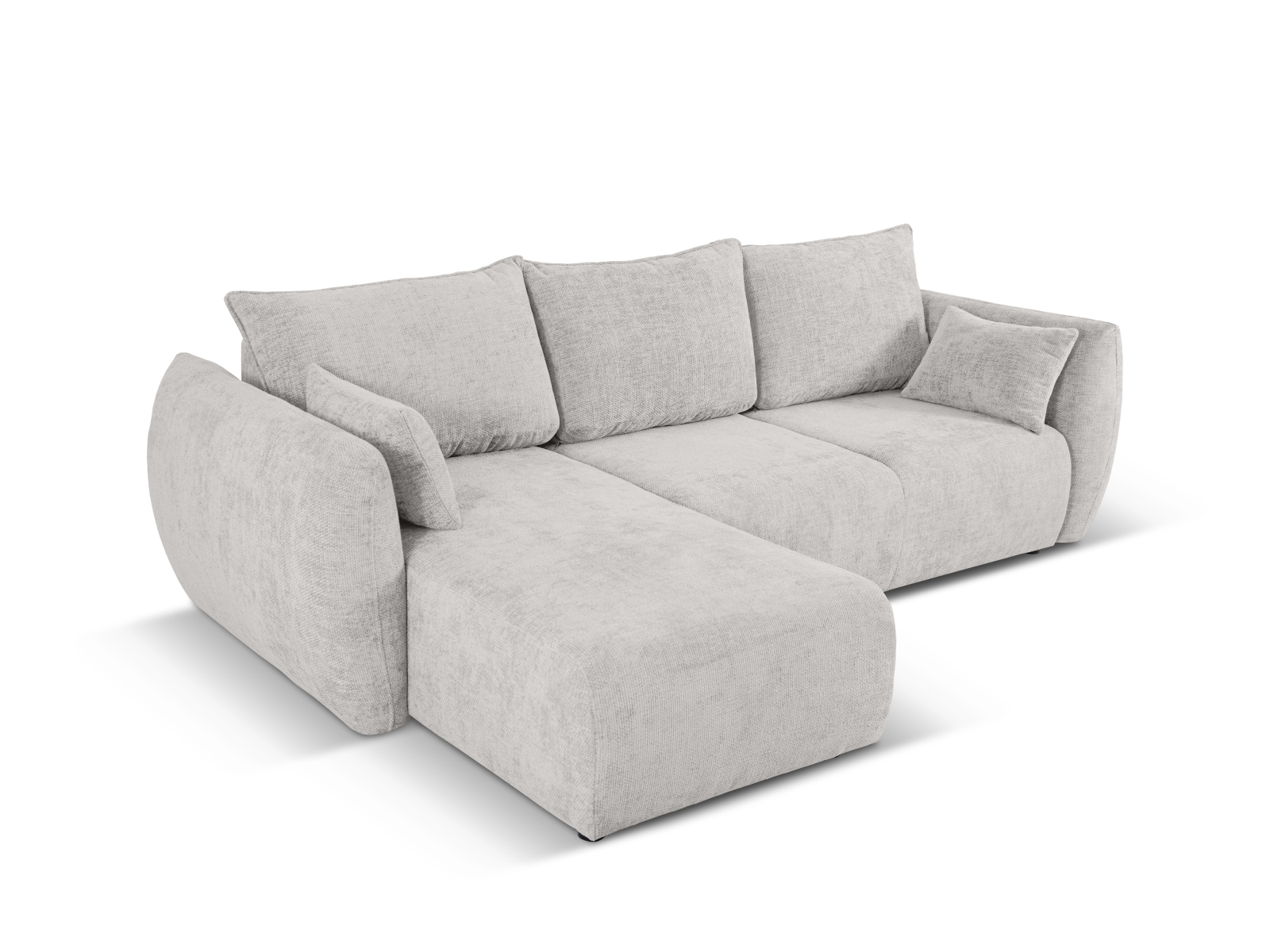 Cosmopolitan Design Ecksofa Matera 4-Sitzer mit Schlaffunktion Chenille Eden Silber Links