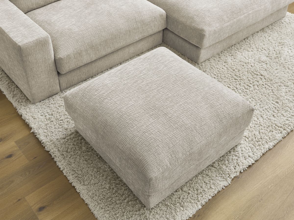 Bobochic Leonard Ecksofa mit Pouf 274 × 159 cm Strukturstoff Beige Ecke rechts