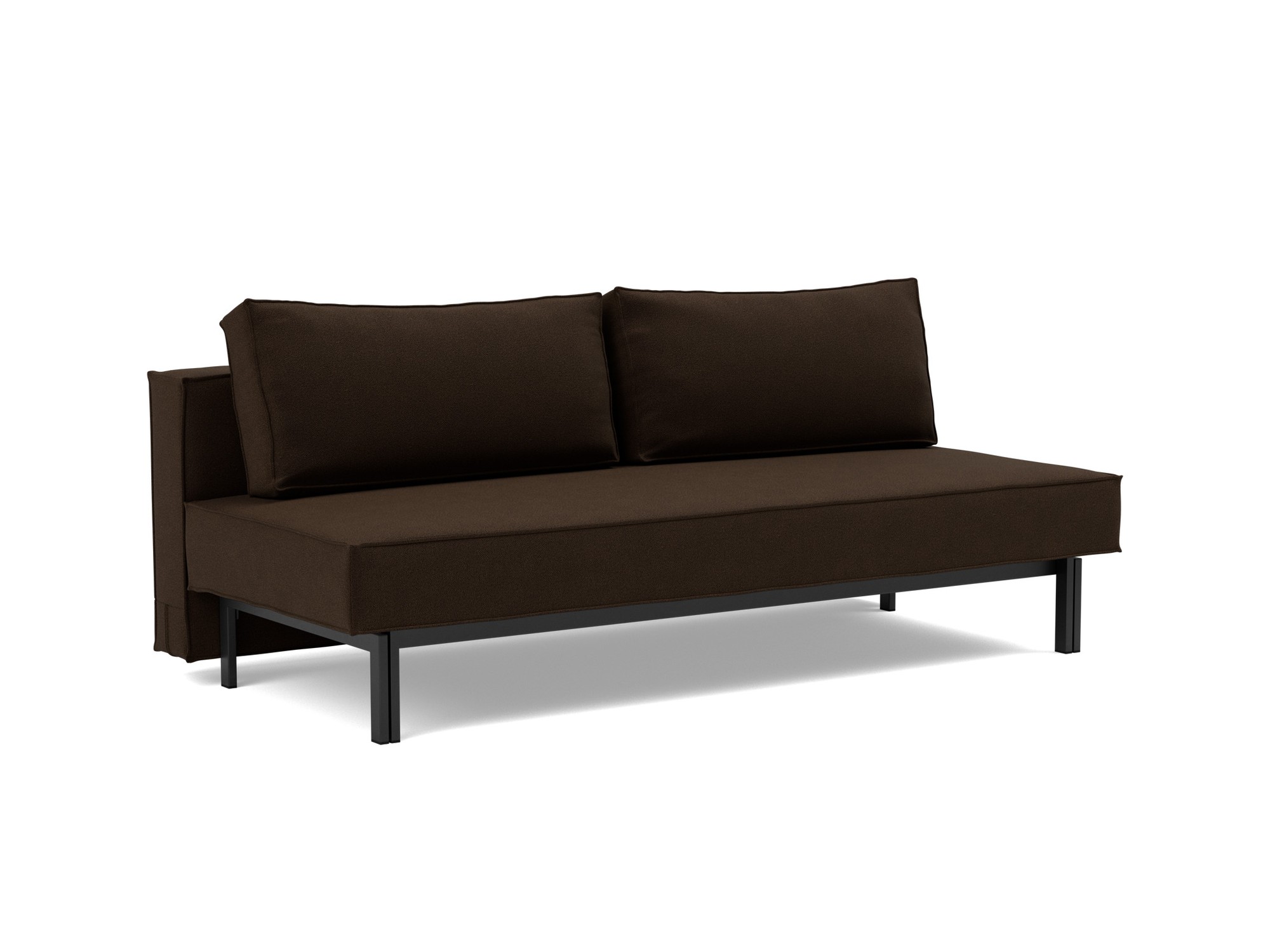 Schlafsofa Sly Strukturierter Stoff Taura 358-Chocco Beine Schwarzes Metall