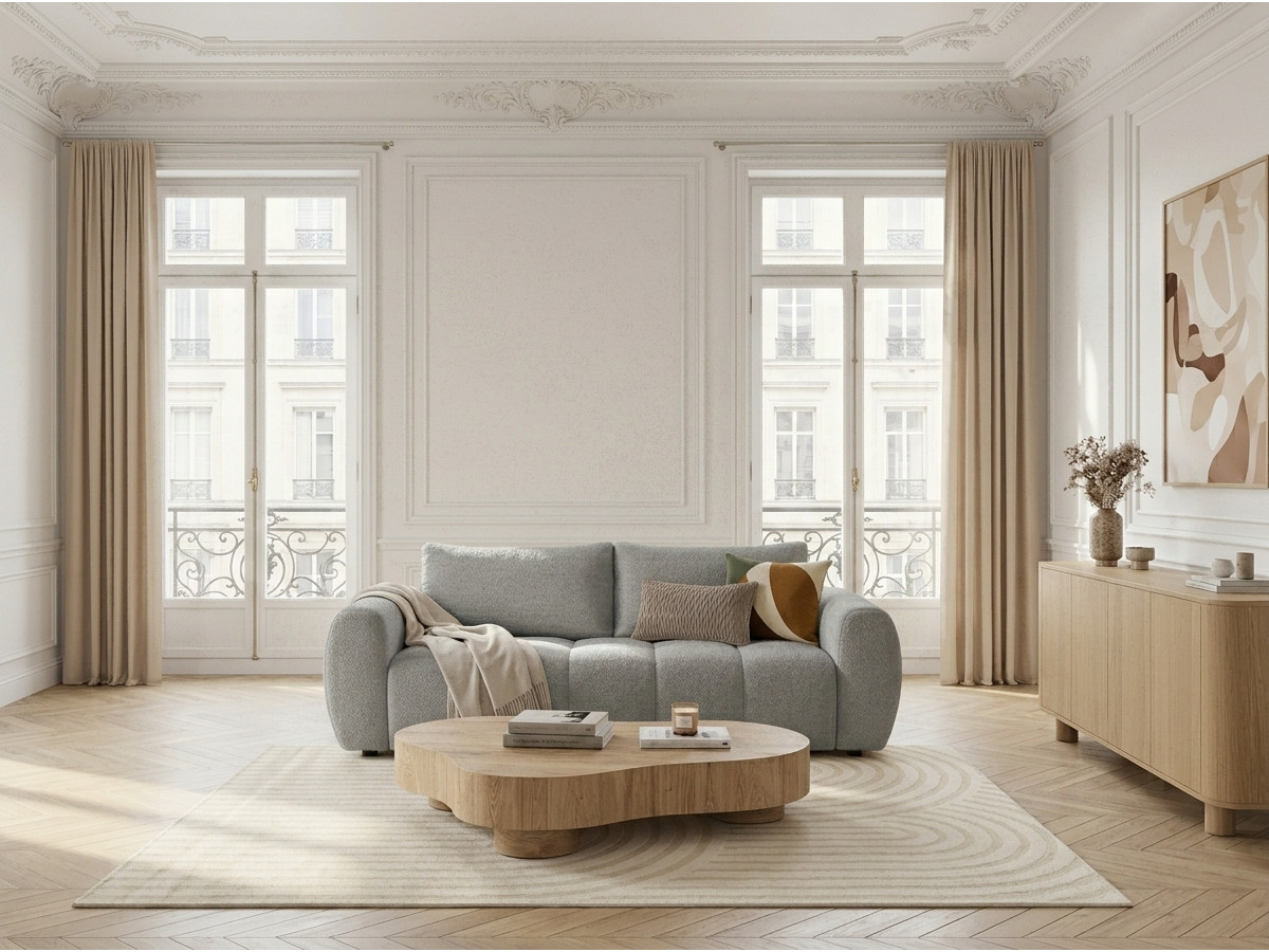 Bobochic Fuji Schlafsofa 3-Sitzer Stoff Hellgrau