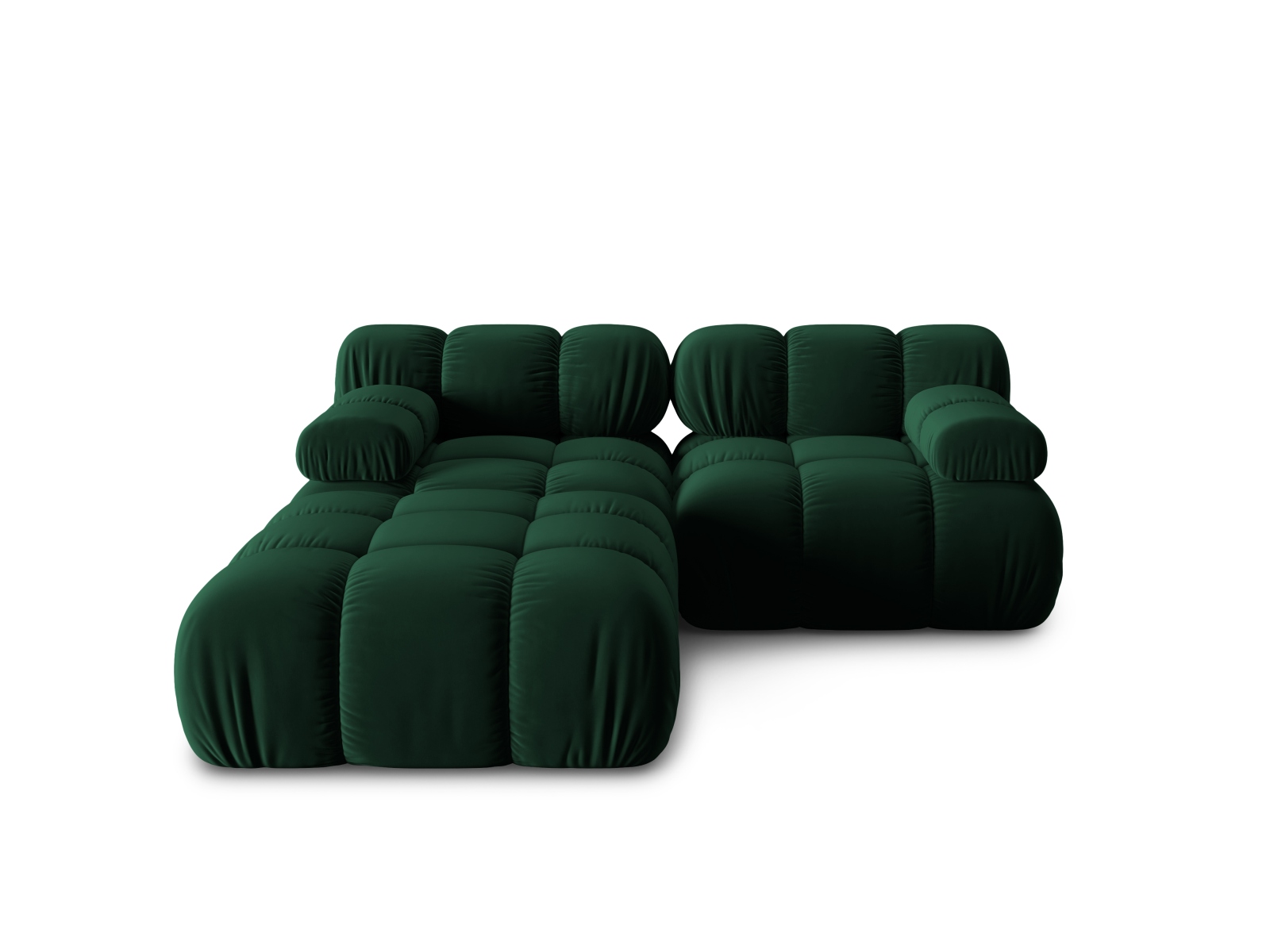 Micadoni Modulares Sofa Bellis 3-Sitzer mit flachem Modul Samt Bluvel Flaschengrün
