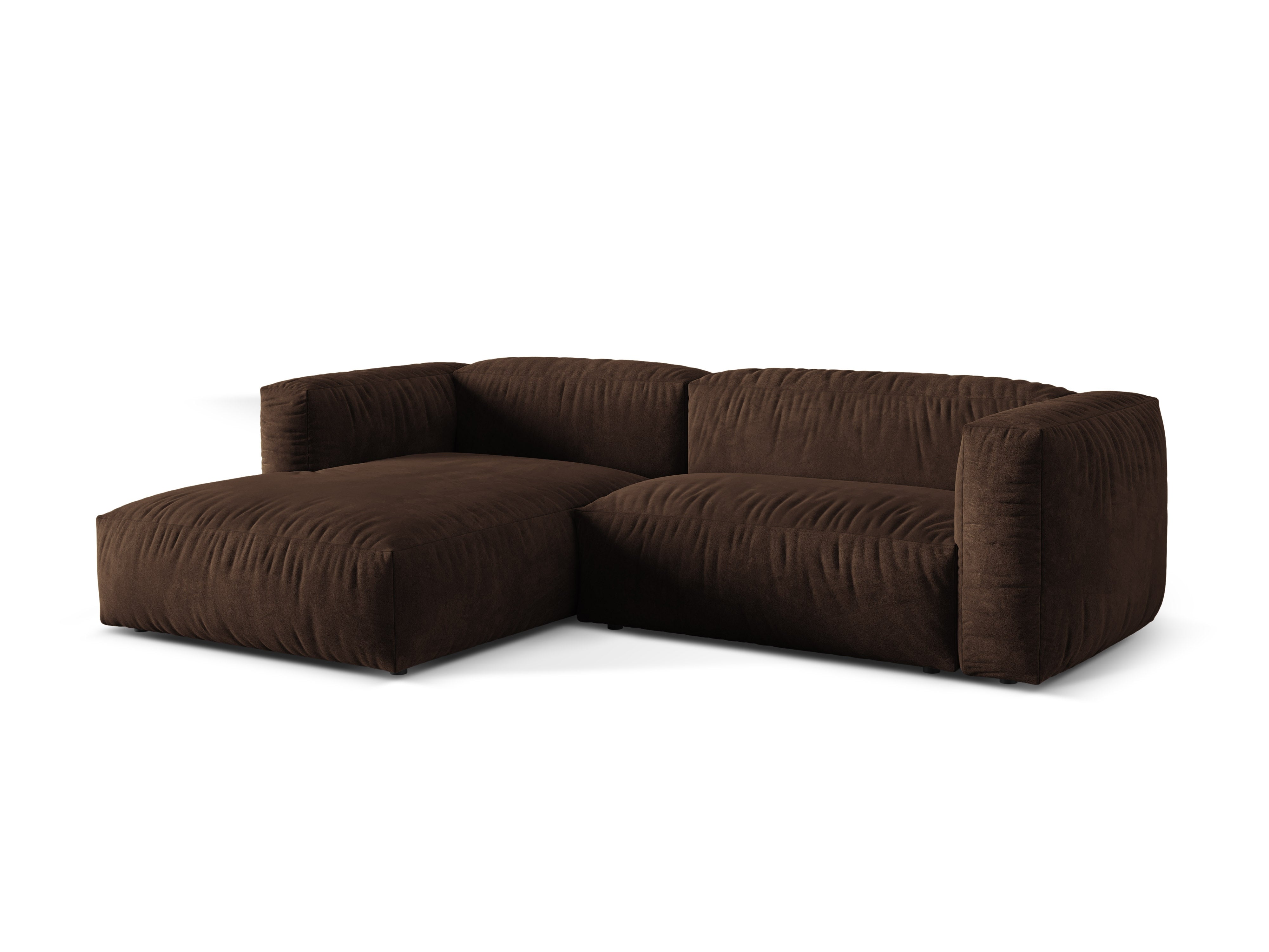Micadoni Ecksofa Martina 2-Sitzer Samt Vogue Schokolade Links