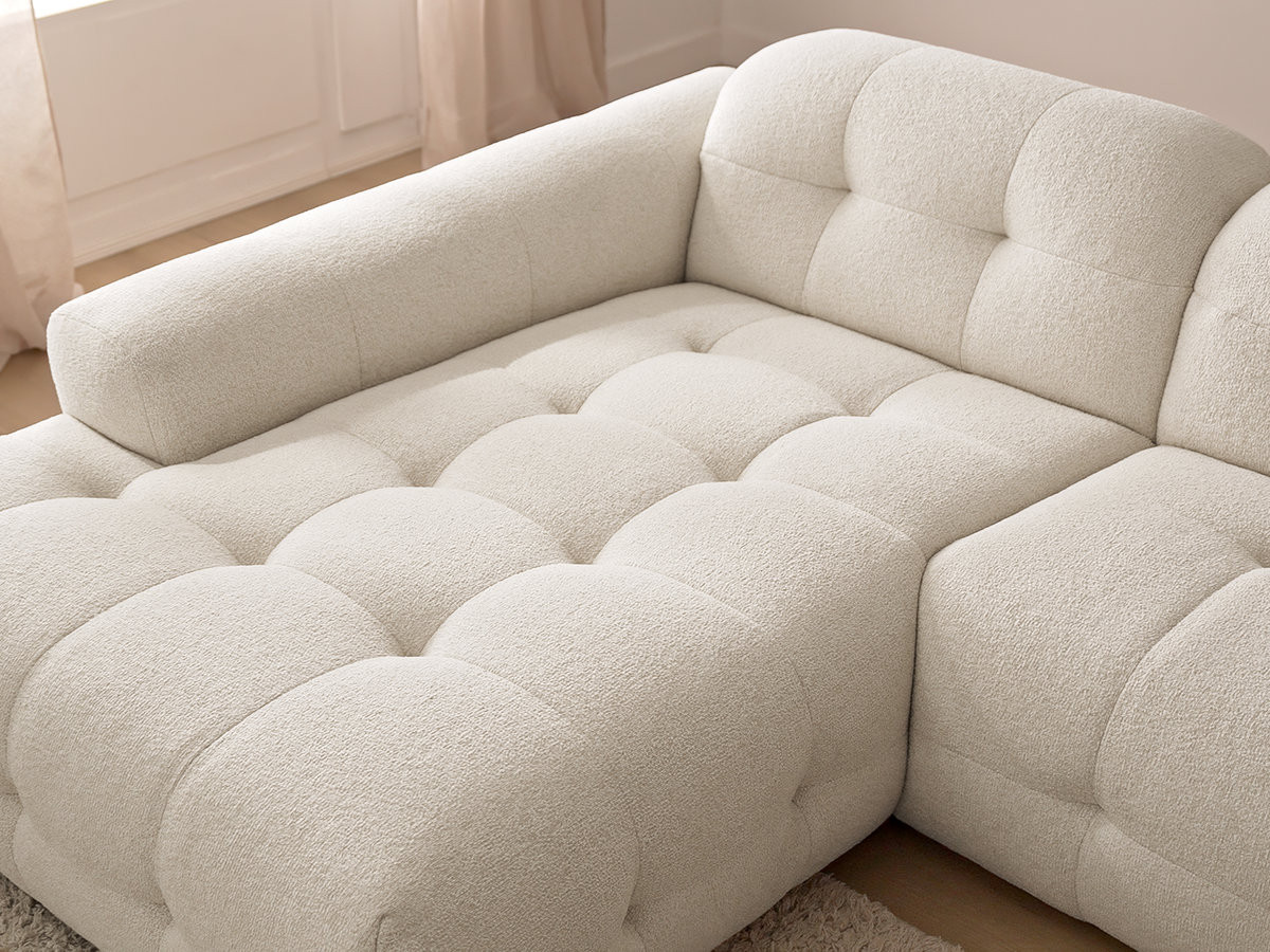 Bobochic Laura Ecksofa mit kleinem Pouf Melange-Stoff Beige Ecke links