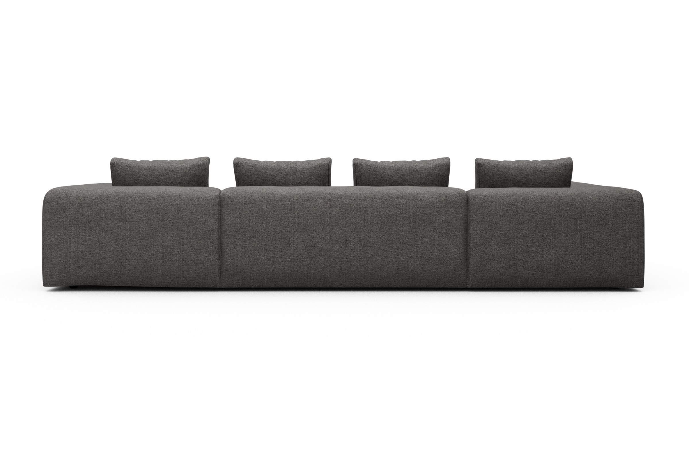 Wohnlandschaft Fred Relax-Ecke links mit 2-Sitzer und Chaiselongue rechts Boucle Carreno 772-Salt-and-Pepper