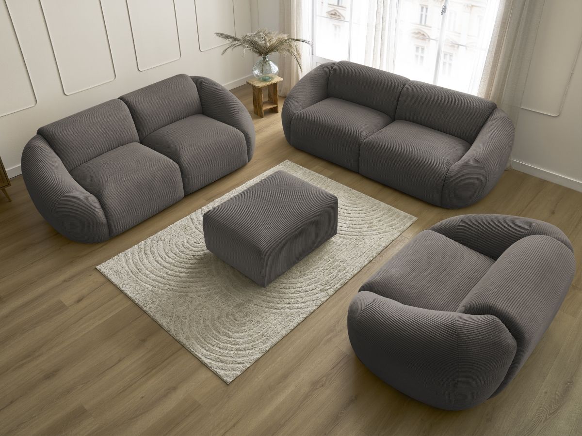 Bobochic Tina Sofa 7-Sitzer mit Pouf Cordsamt Taupe