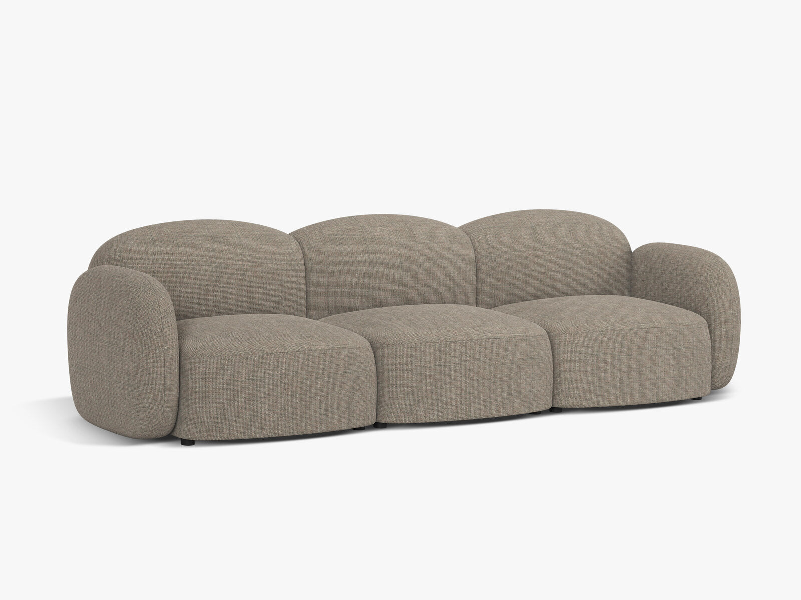 Micadoni Sofa Blair 3-Sitzer Strukturierter Stoff Baltimore Grau Braun Melange