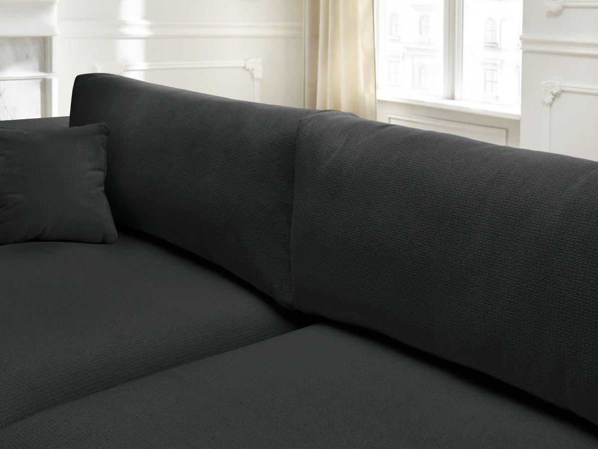 Bobochic Ezechiel Schlafsofa 3-Sitzer mit Bettkasten Melange-Stoff Schwarz
