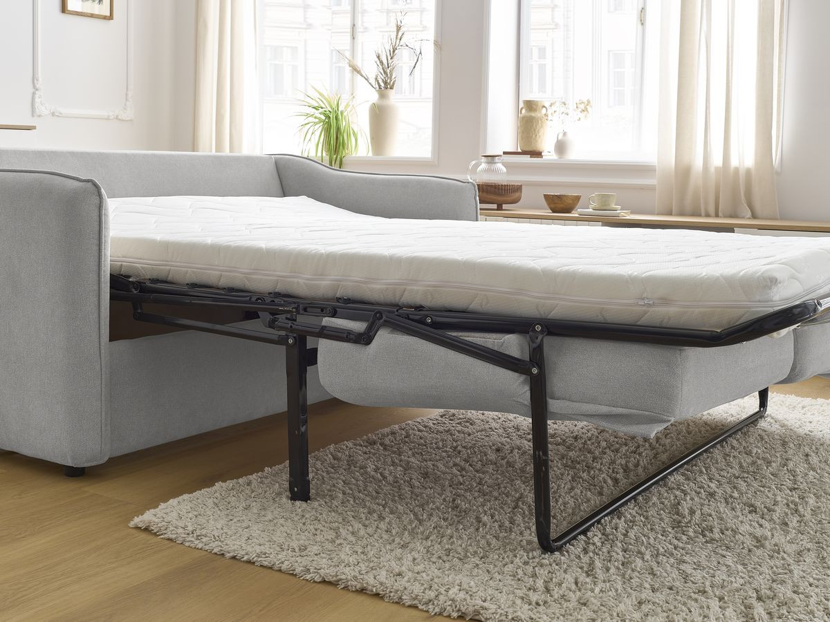 Bobochic Lenny Schlafsofa 3-Sitzer Stoff Hellgrau