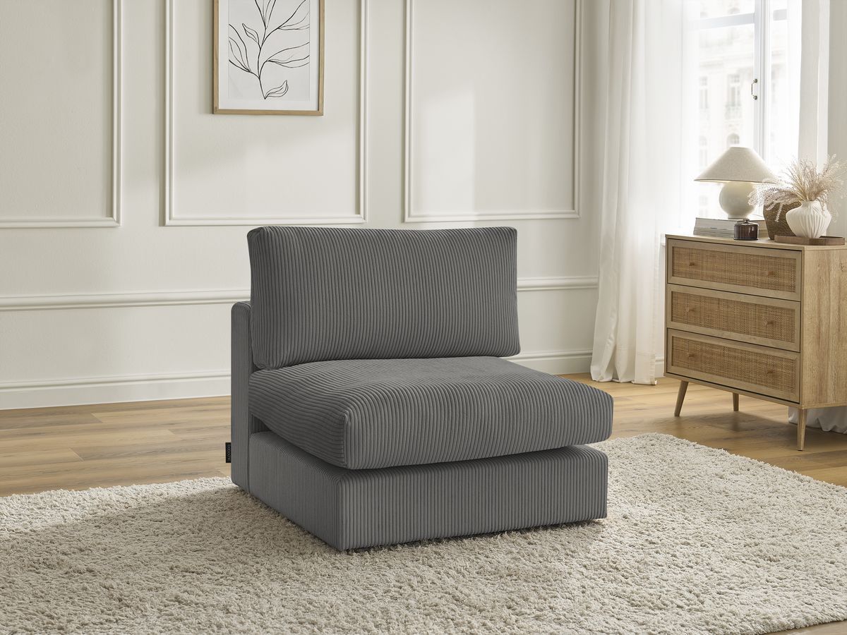 Bobochic Paris Sofamodul 1-Sitzer Cordsamt Dunkelgrau