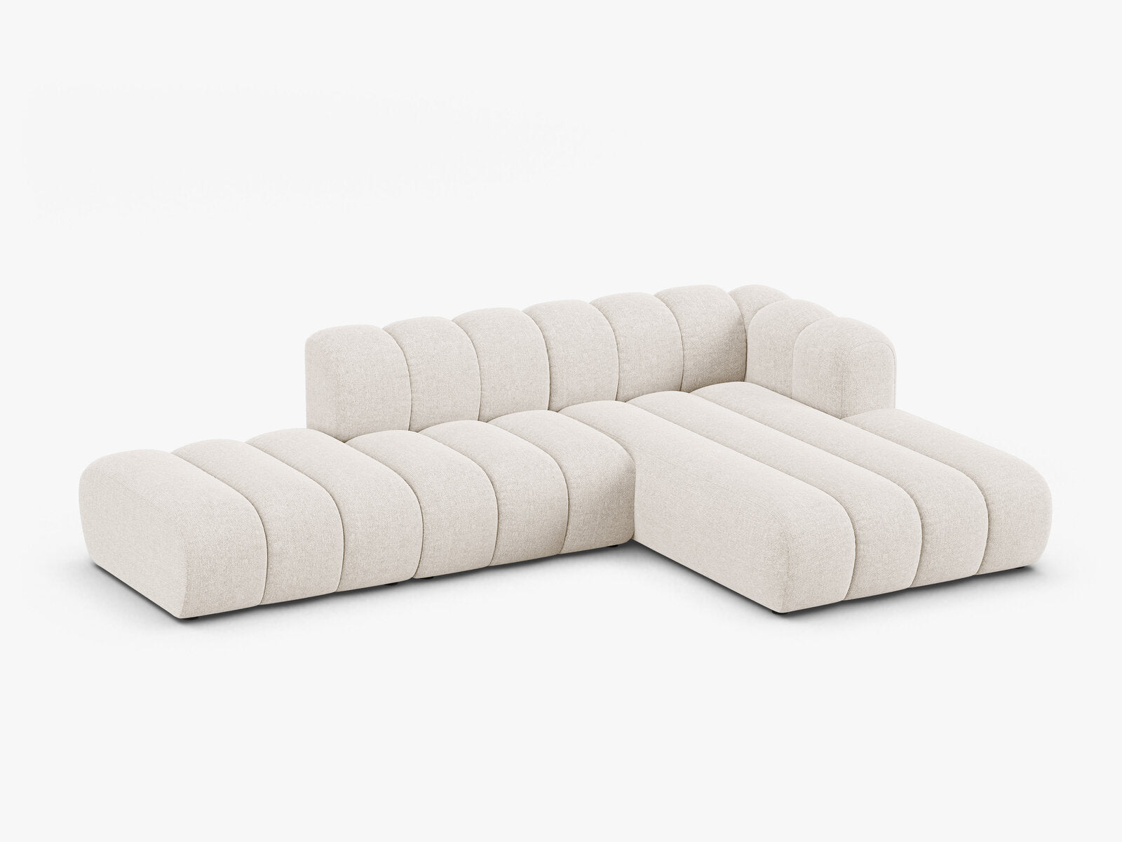 Micadoni Modulares Ecksofa offen Lupine 5-Sitzer Rechts Chenille Eden Helles Beige