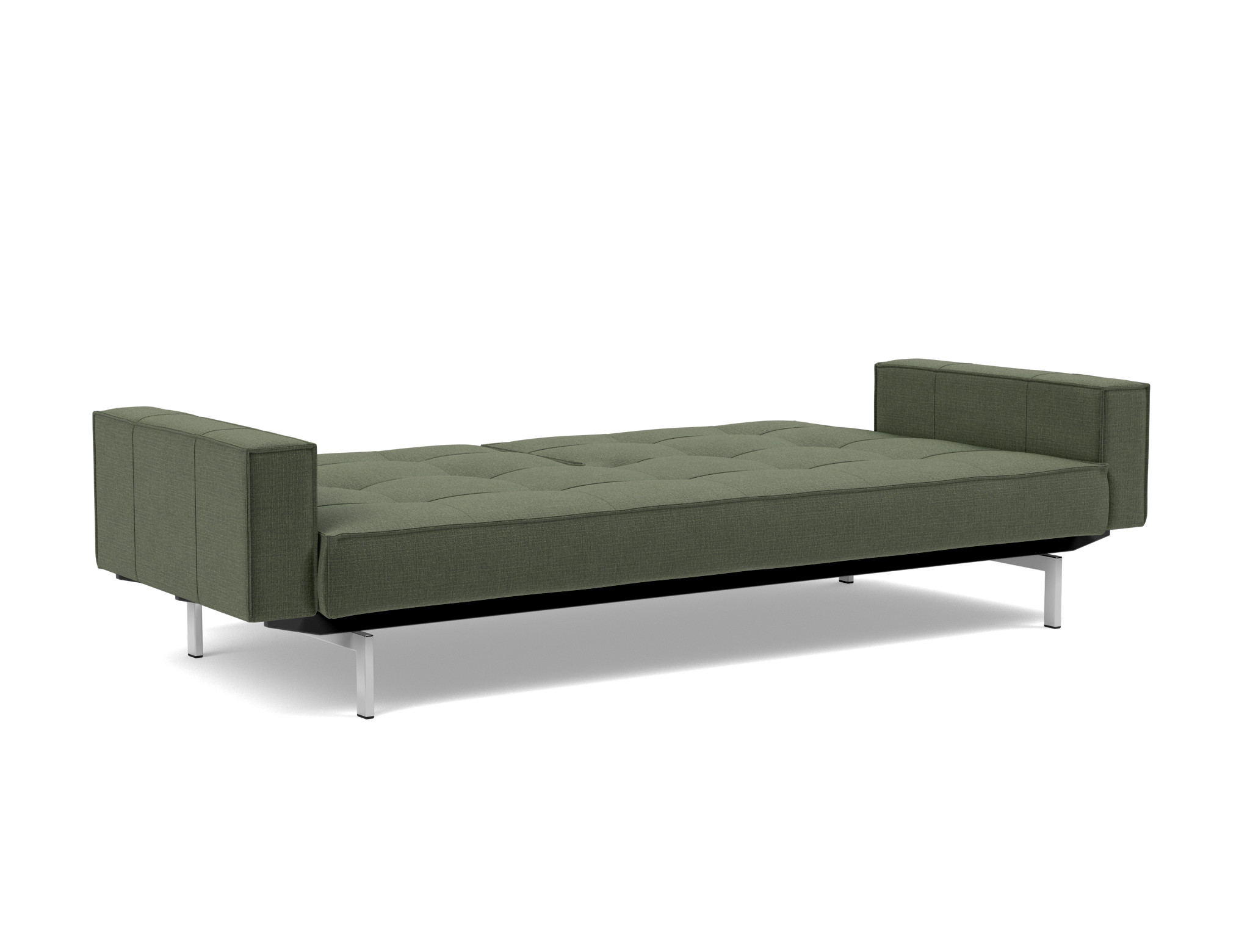 Schlafsofa Splitback mit Armlehnen Chenille Esina 413-Olive-Green Beine Chrom