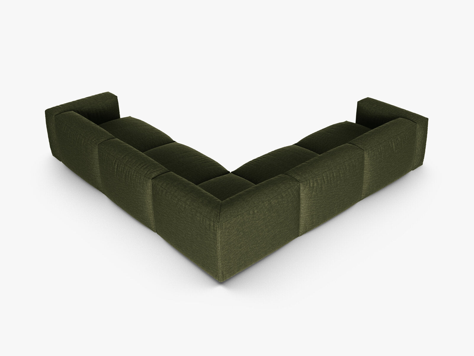 Micadoni modulares symmetrisches Ecksofa XL Martina 5-Sitzer 90cm Sitztiefe Strukturierter Stoff Boston Grün