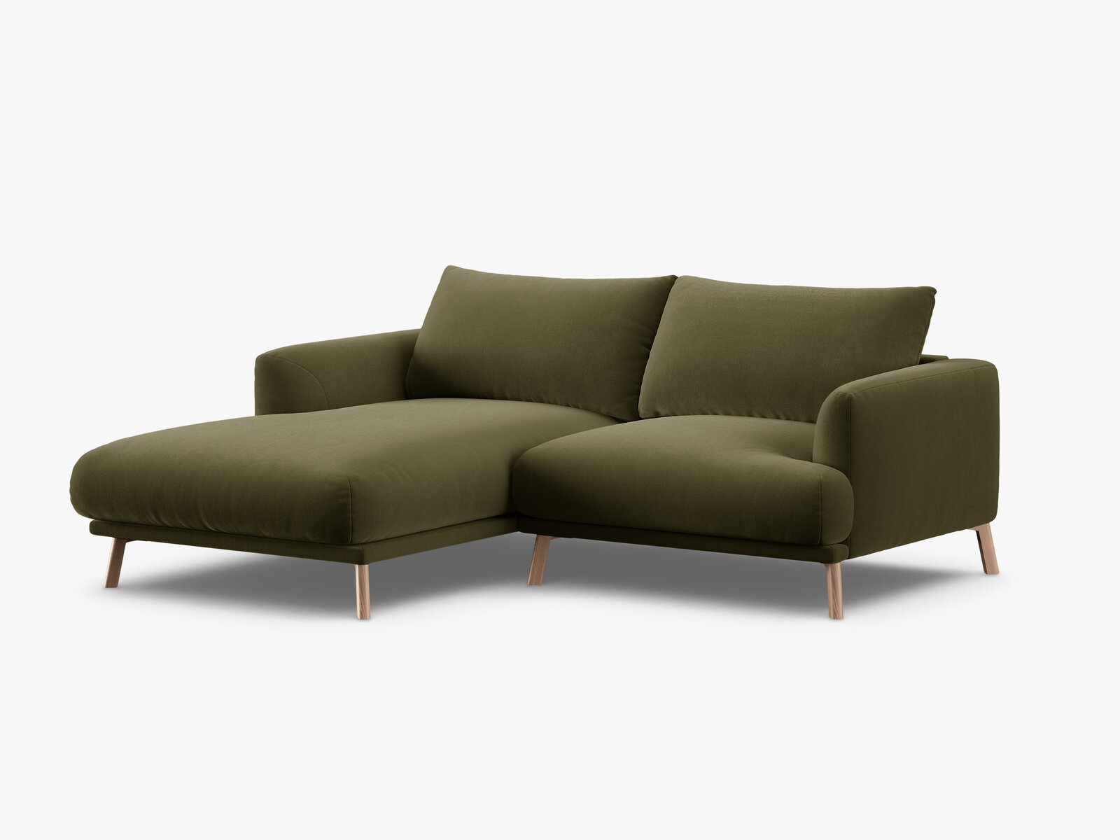 Micadoni Ecksofa Naomi 3-Sitzer kleine Version Links Samt Salvador Grün
