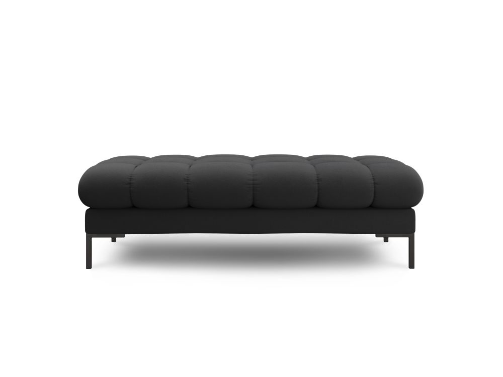 Cosmopolitan Design Polsterbank Bali 2-Sitzer Strukturierter Stoff Neve Dunkelgrau Beine Schwarzes Metall