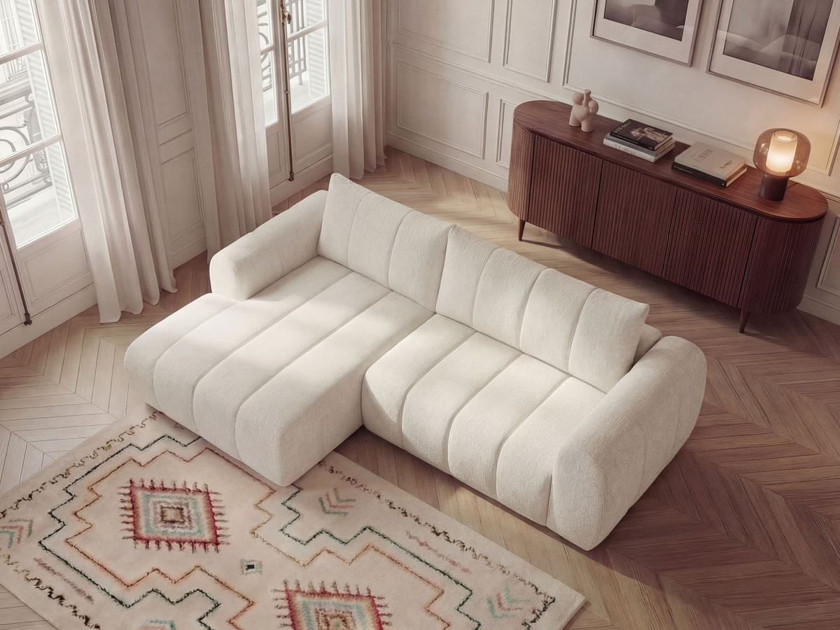 Bobochic Nesty Ecksofa 272 cm Melange-Stoff Beige Ecke links
