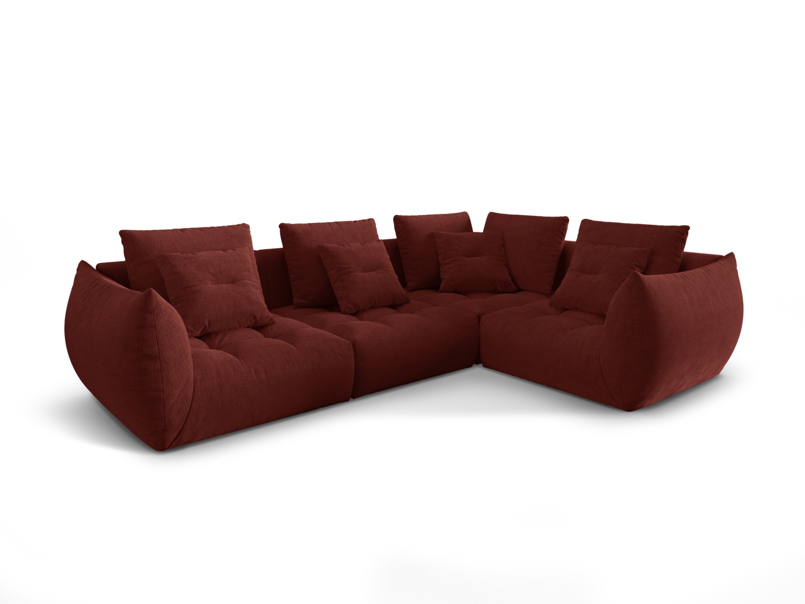Micadoni Ecksofa Bloom 4-Sitzer Rechts Strukturierter Stoff Rot