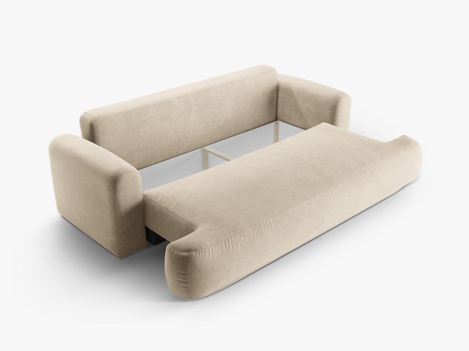 Micadoni Ella Schlafsofa 3-Sitzer mit Bettkasten Samt Vogue Helles Beige