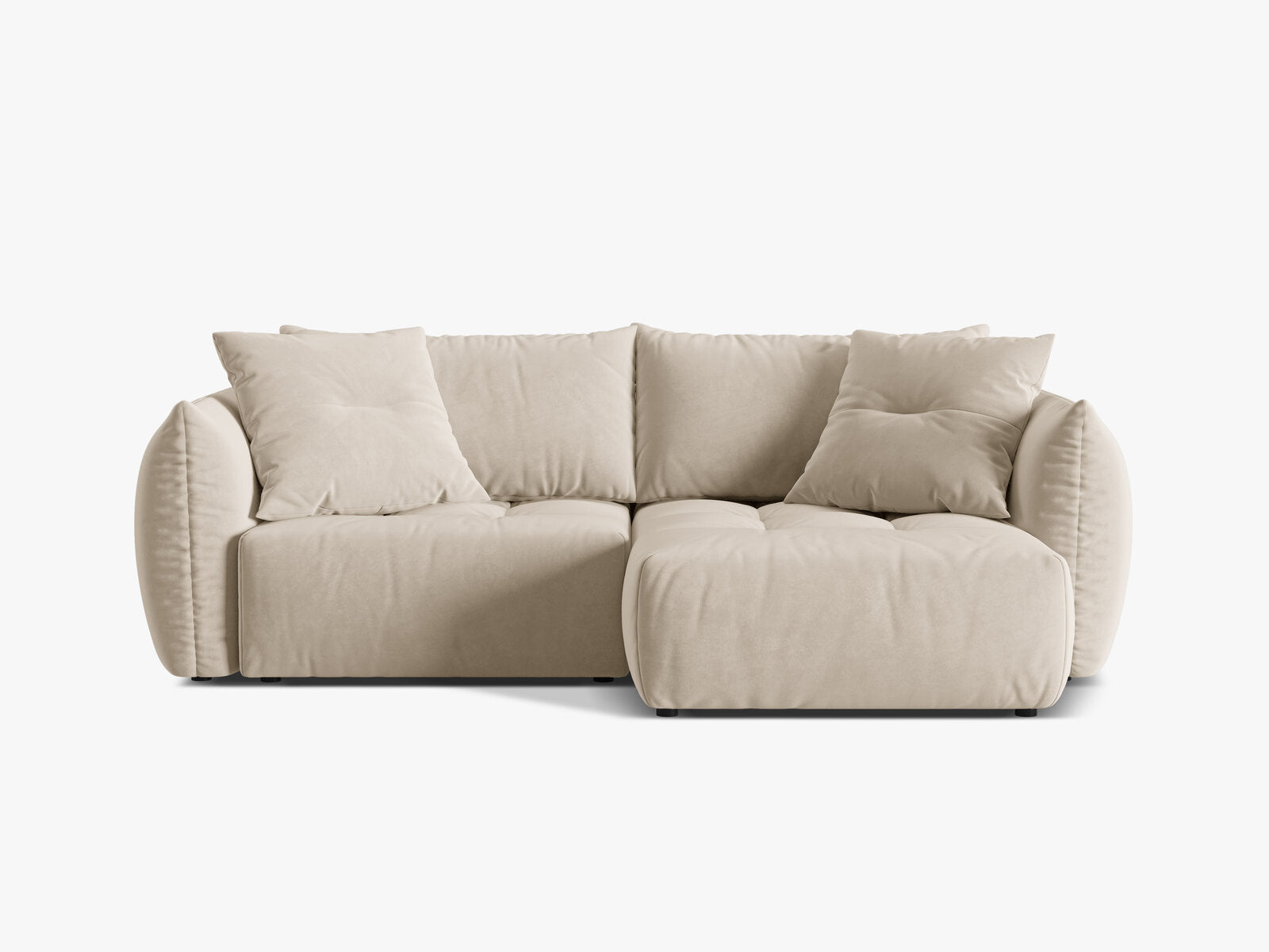 Micadoni Bloom Ecksofa 3-Sitzer mit Schlaffunktion Rechts Samt Casino Sand