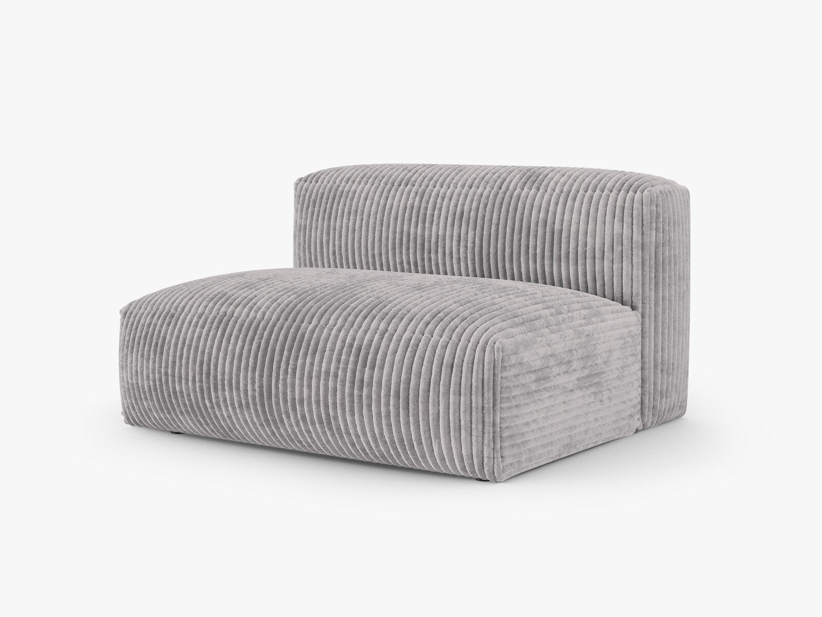 Micadoni Eckmodul mit Armlehne Martina 1-Sitzer Groß 90cm Sitztiefe Links Kord Tilia Hellgrau