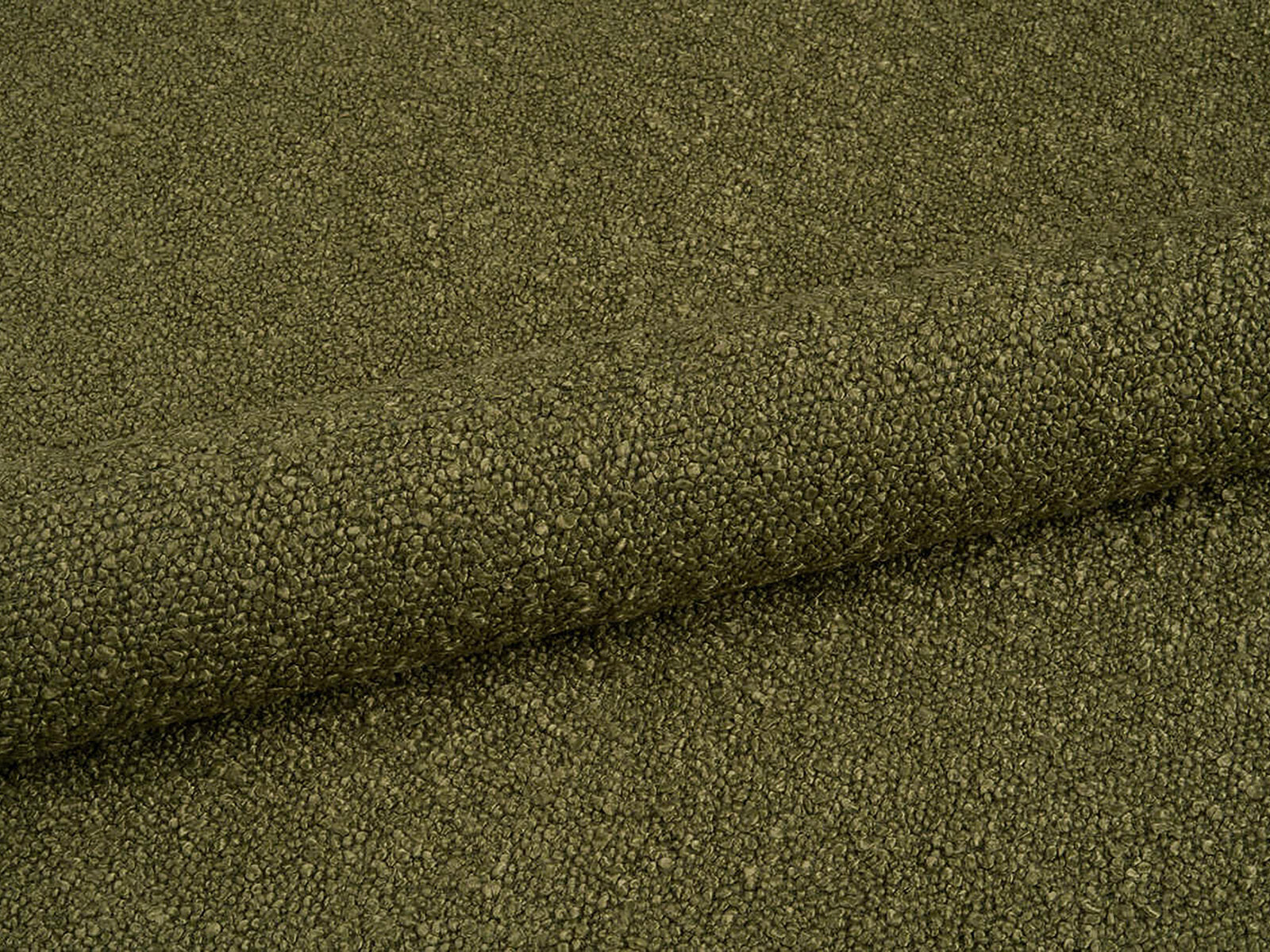 Micadoni Stauraumbett mit Kopfteil Ovalo Boucle Baloo Dunkel-Olivgrün 140x200