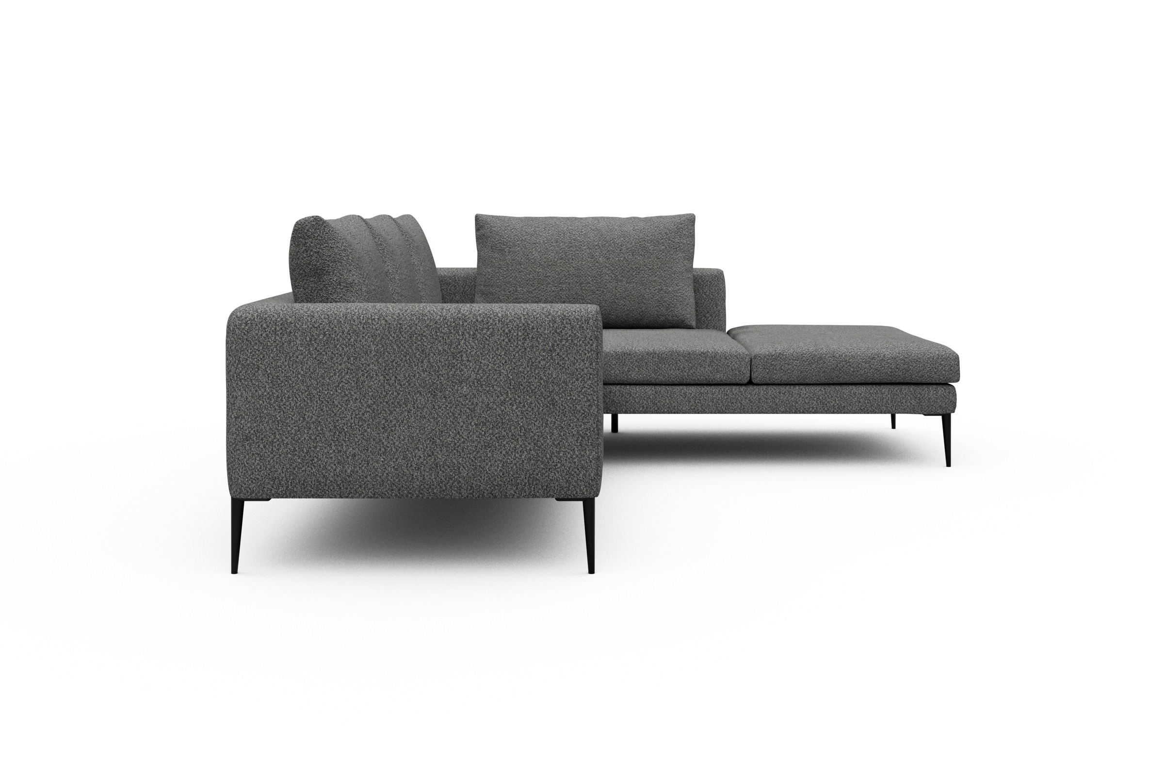 Ecksofa Paul Relax-Ecke rechts mit 2-Sitzer Vanora-Warm-Grey