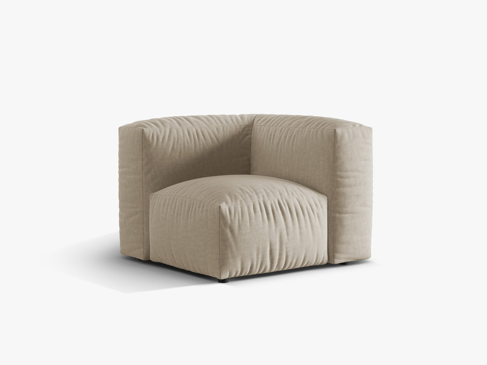Micadoni Eckmodul Martina 1-Sitzer Klein Strukturierter Stoff Boston Helles Beige