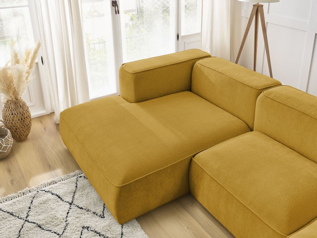 Bobochic Zephyr Ecksofa 349 × 165 cm Strukturstoff Gelb Ecke links