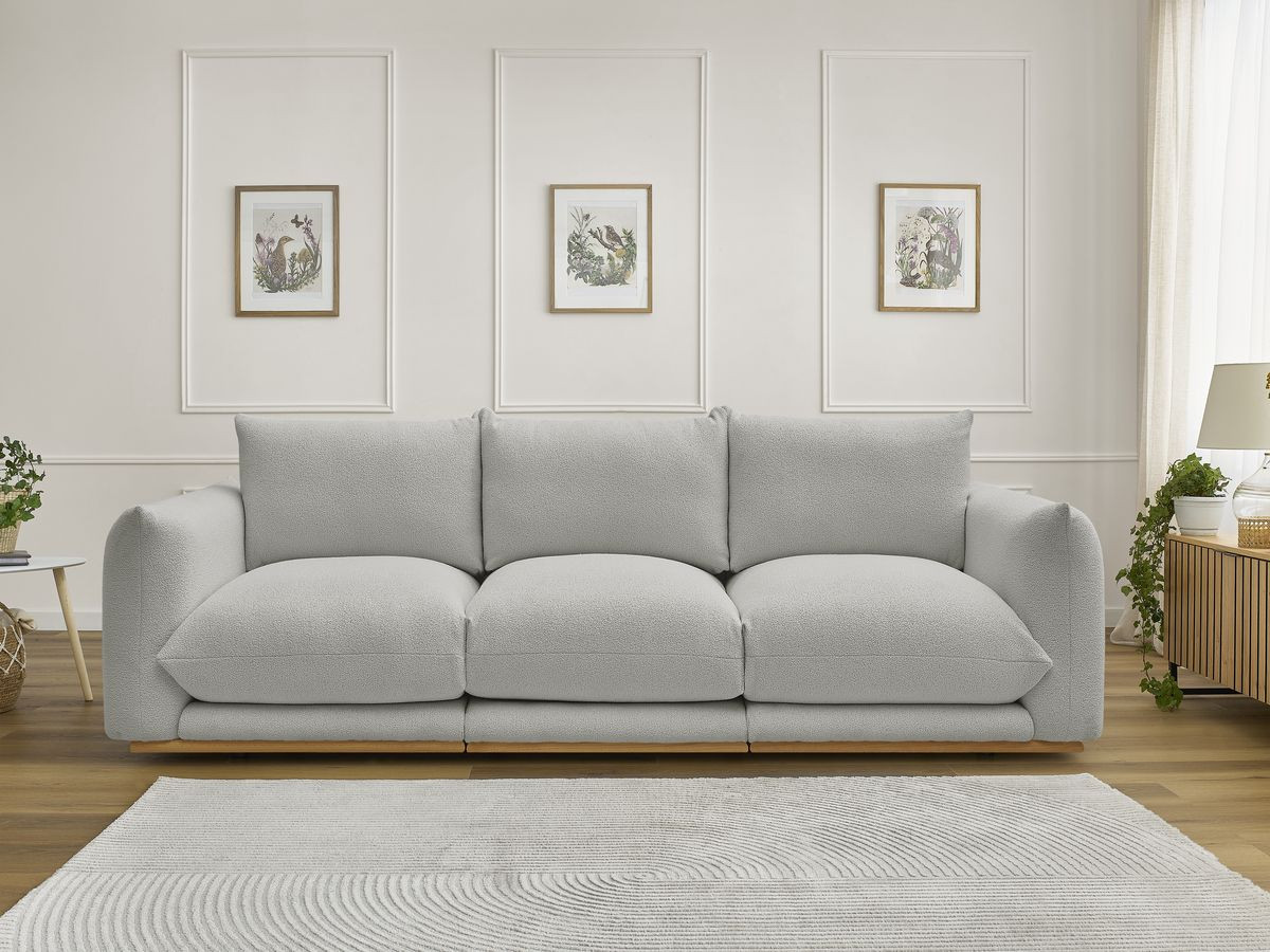 Bobochic Ernest Sofa 3-Sitzer 266 × 106 cm Bouclé-Stoff Hellgrau