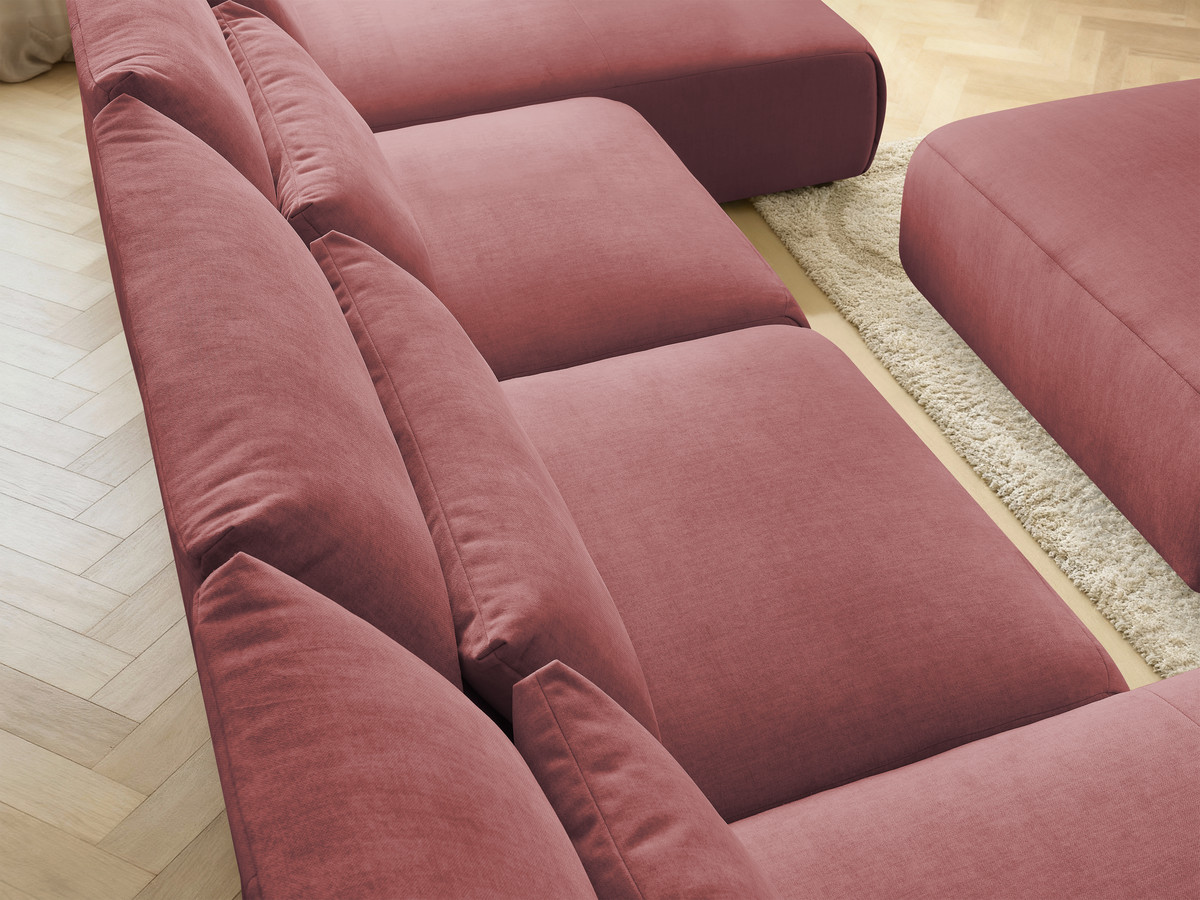 Bobochic Jana Wohnlandschaft mit großem Pouf Samt Orange