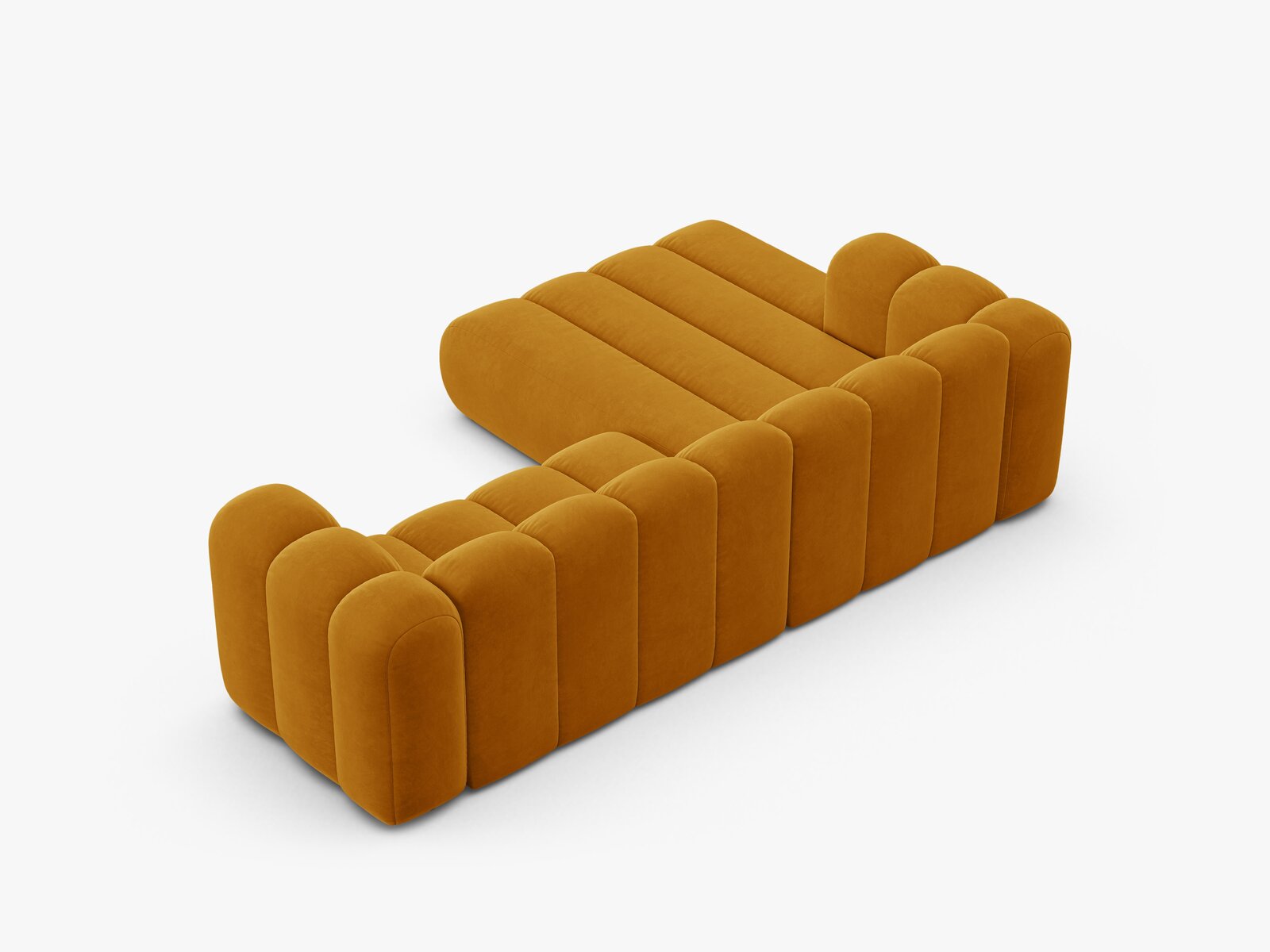 Micadoni Modulares Ecksofa Lupine 4-Sitzer mittelgroß Links Samt Salvador Gelb