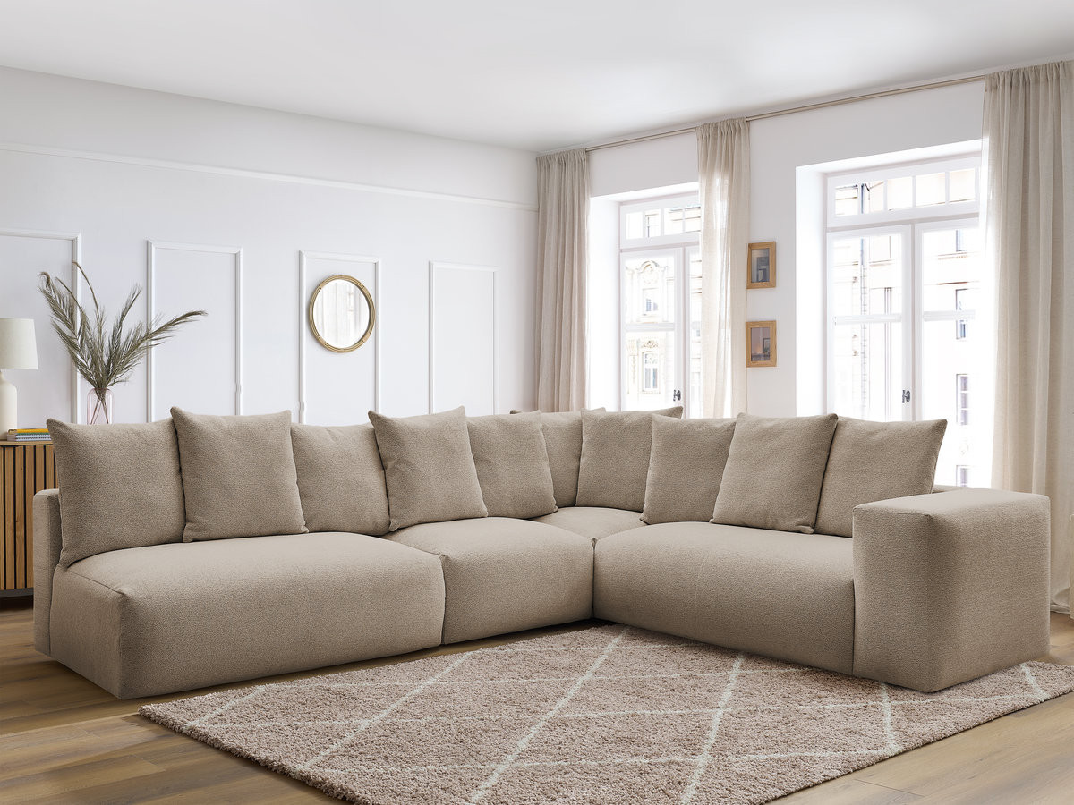 Bobochic Voltaire Ecksofa 322 × 268 cm Melange-Stoff Taupe Ecke rechts